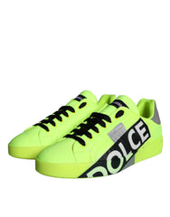 Dolce & Gabbana Neon Green Logo Tape Low Top Sneakers Shoes -   -  Dolce & Gabbana.