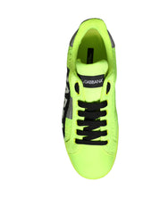 Dolce & Gabbana Neon Green Logo Tape Low Top Sneakers Shoes -   -  Dolce & Gabbana.