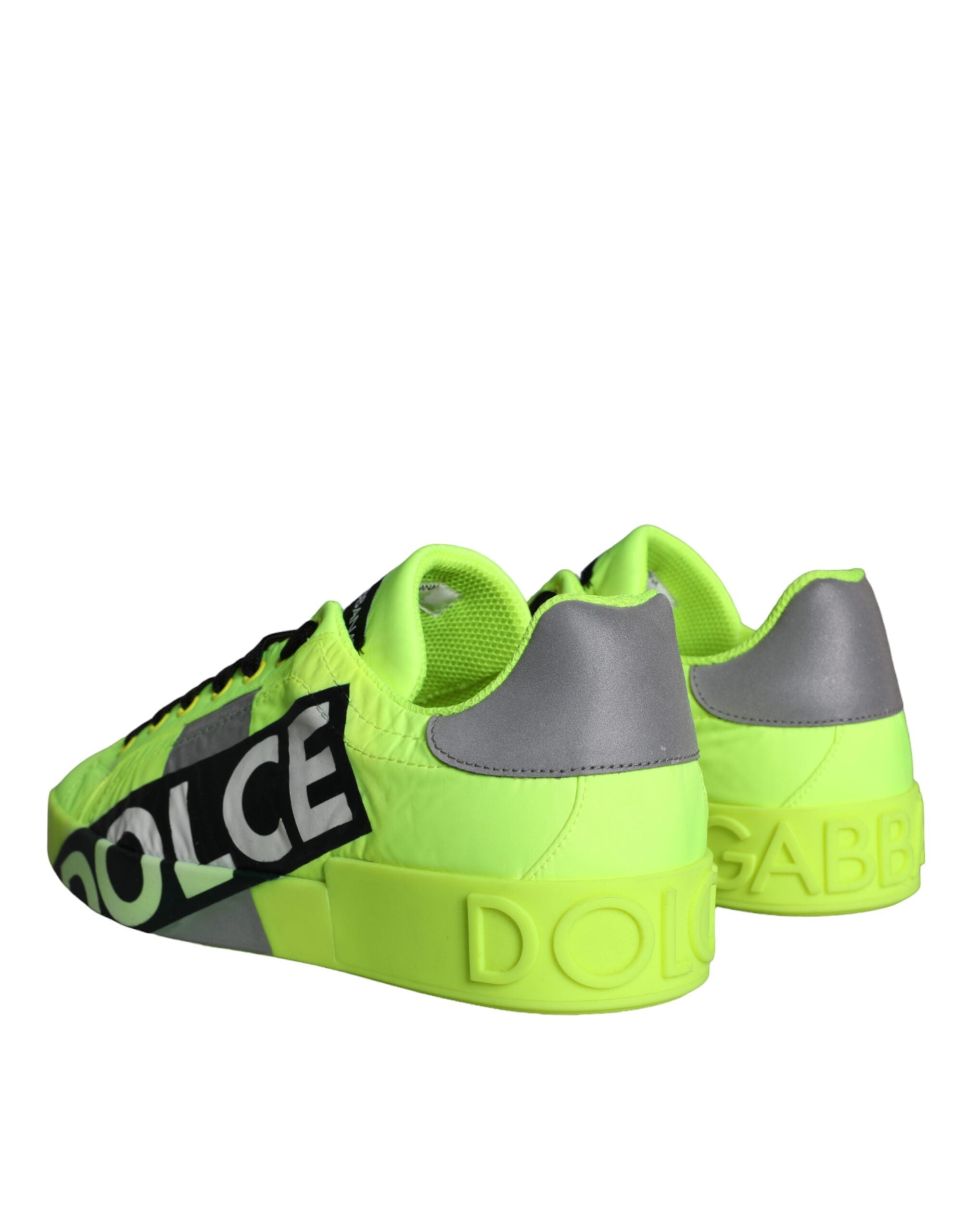 Dolce & Gabbana Neon Green Logo Tape Low Top Sneakers Shoes -   -  Dolce & Gabbana.