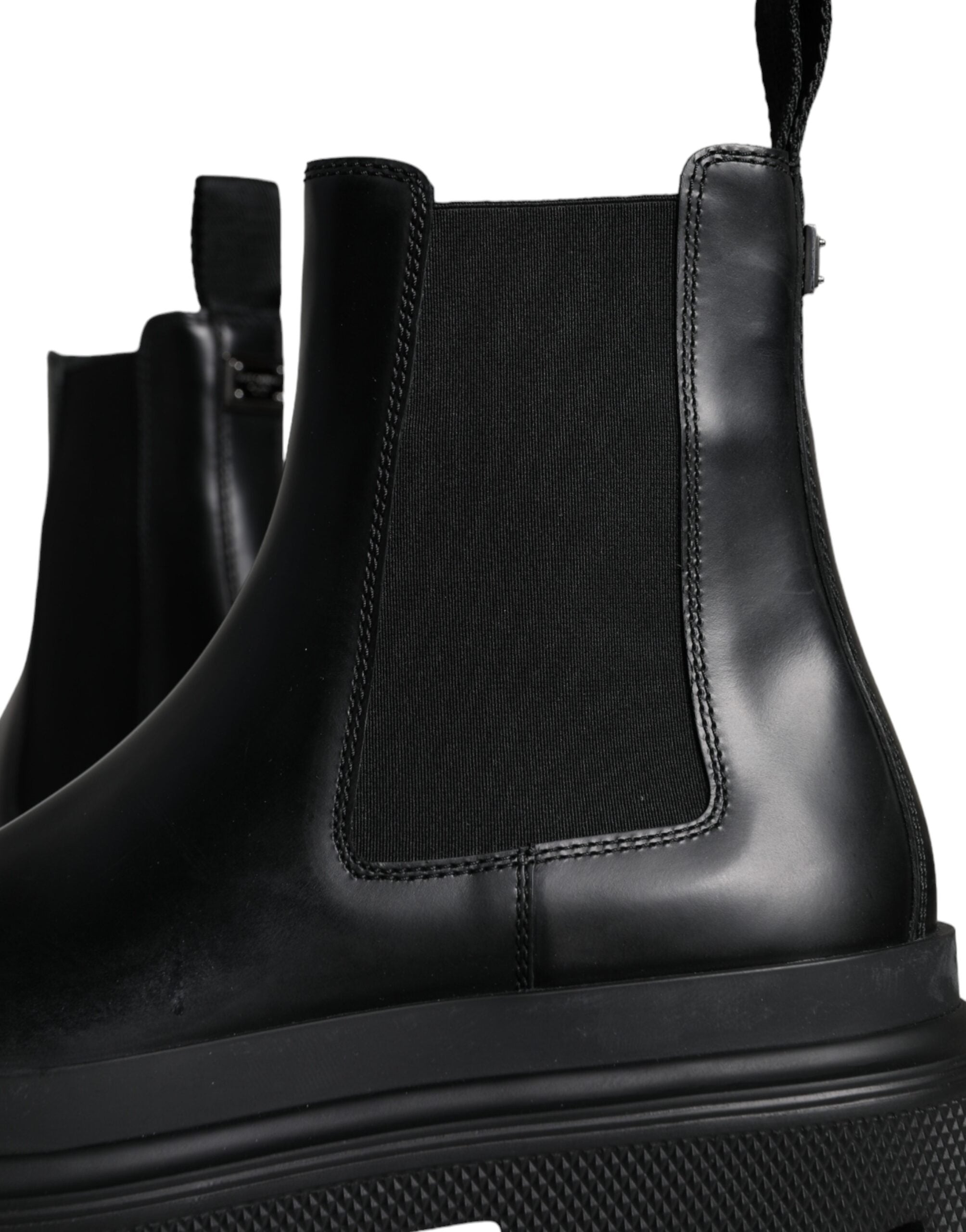 Dolce & Gabbana Black Leather Slip On Stretch Trekking Boots Shoes -   -  Dolce & Gabbana.
