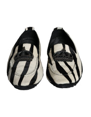 Dolce & Gabbana Black White Calf Fur Slip On Loafers Men Shoes -   -  Dolce & Gabbana.