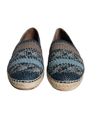 Dolce & Gabbana Blue Gray Woven Leather Buffalo Espadrille Shoes -   -  Dolce & Gabbana.