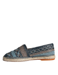 Dolce & Gabbana Blue Gray Woven Leather Buffalo Espadrille Shoes -   -  Dolce & Gabbana.