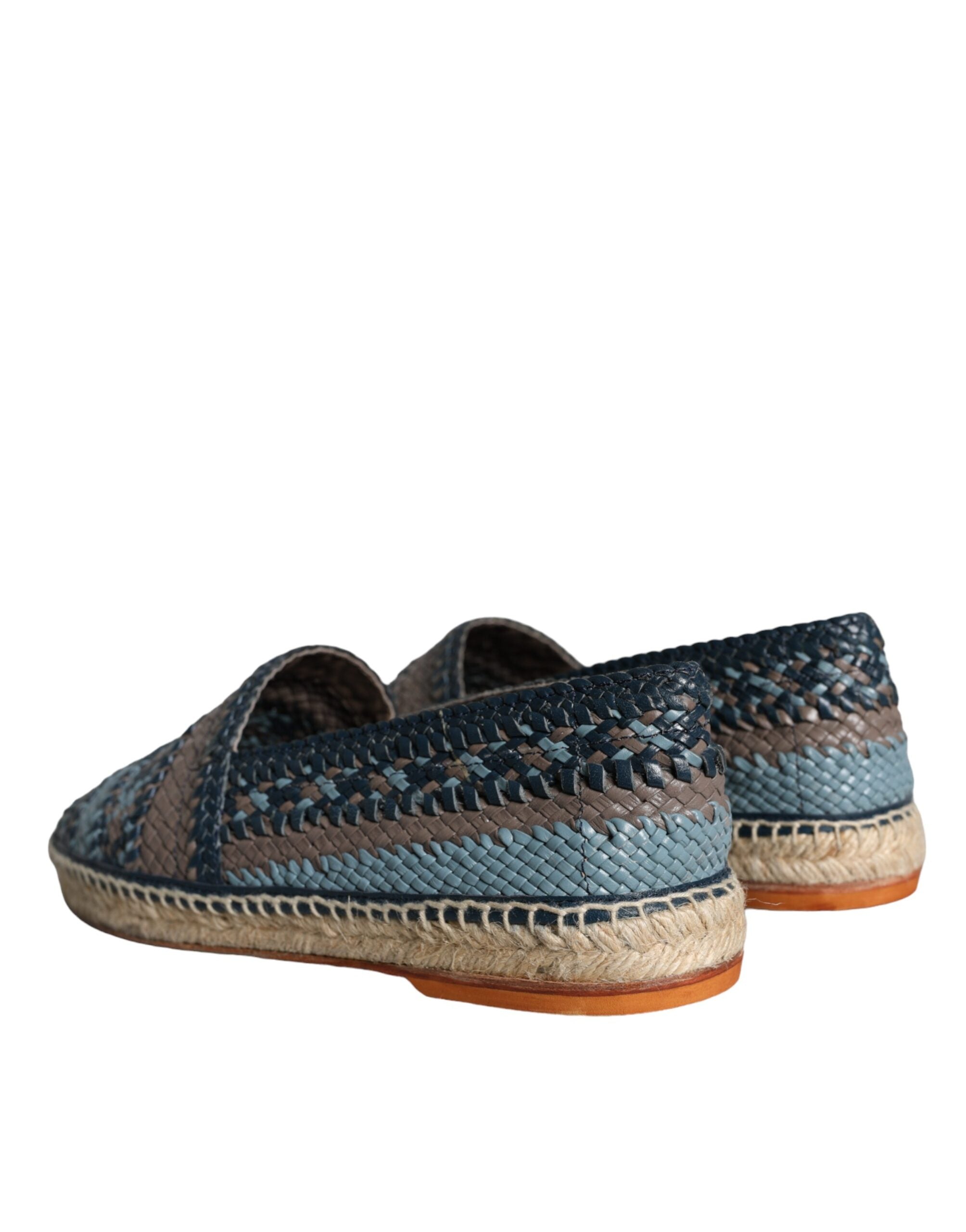 Dolce & Gabbana Blue Gray Woven Leather Buffalo Espadrille Shoes -   -  Dolce & Gabbana.