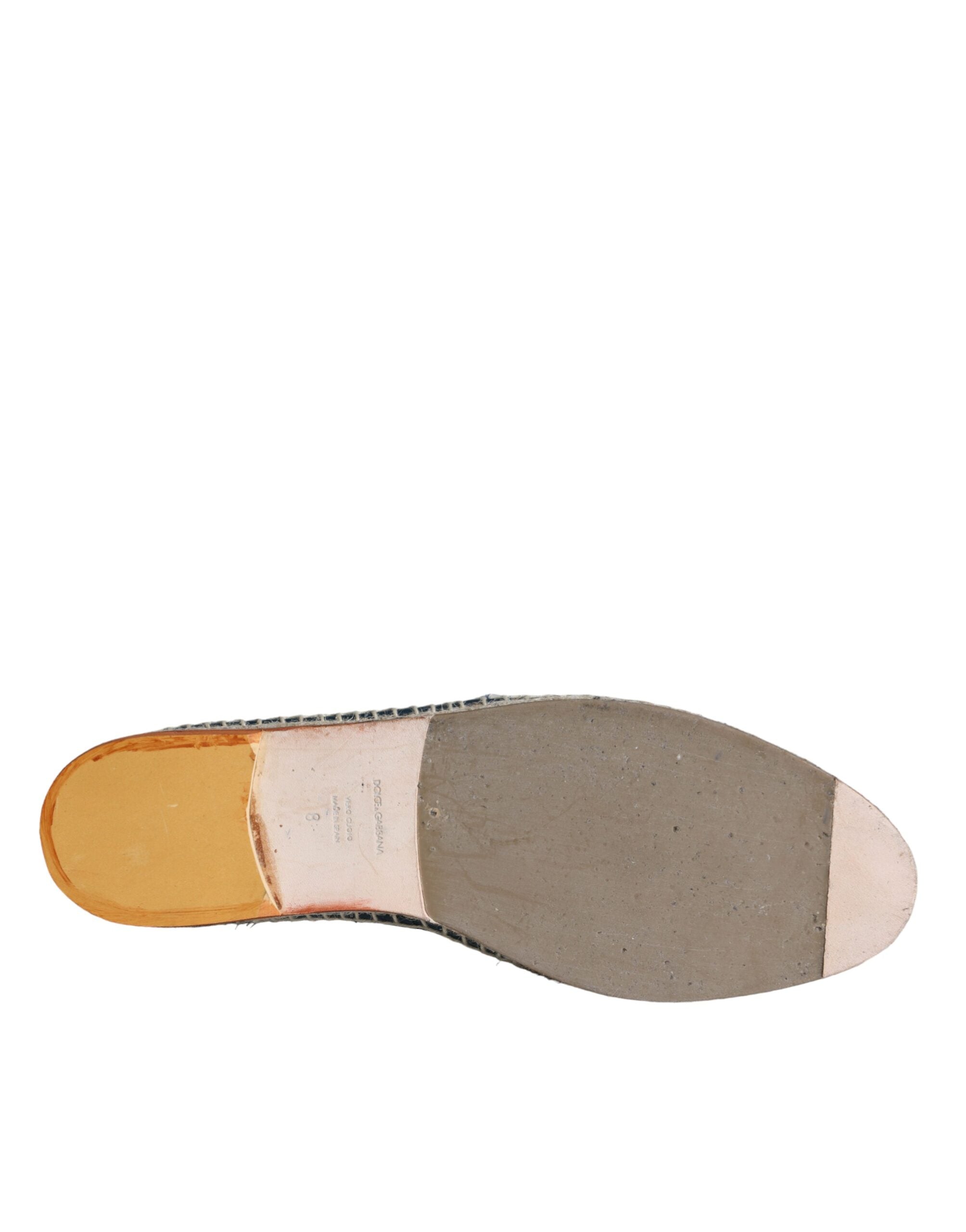 Dolce & Gabbana Blue Gray Woven Leather Buffalo Espadrille Shoes -   -  Dolce & Gabbana.