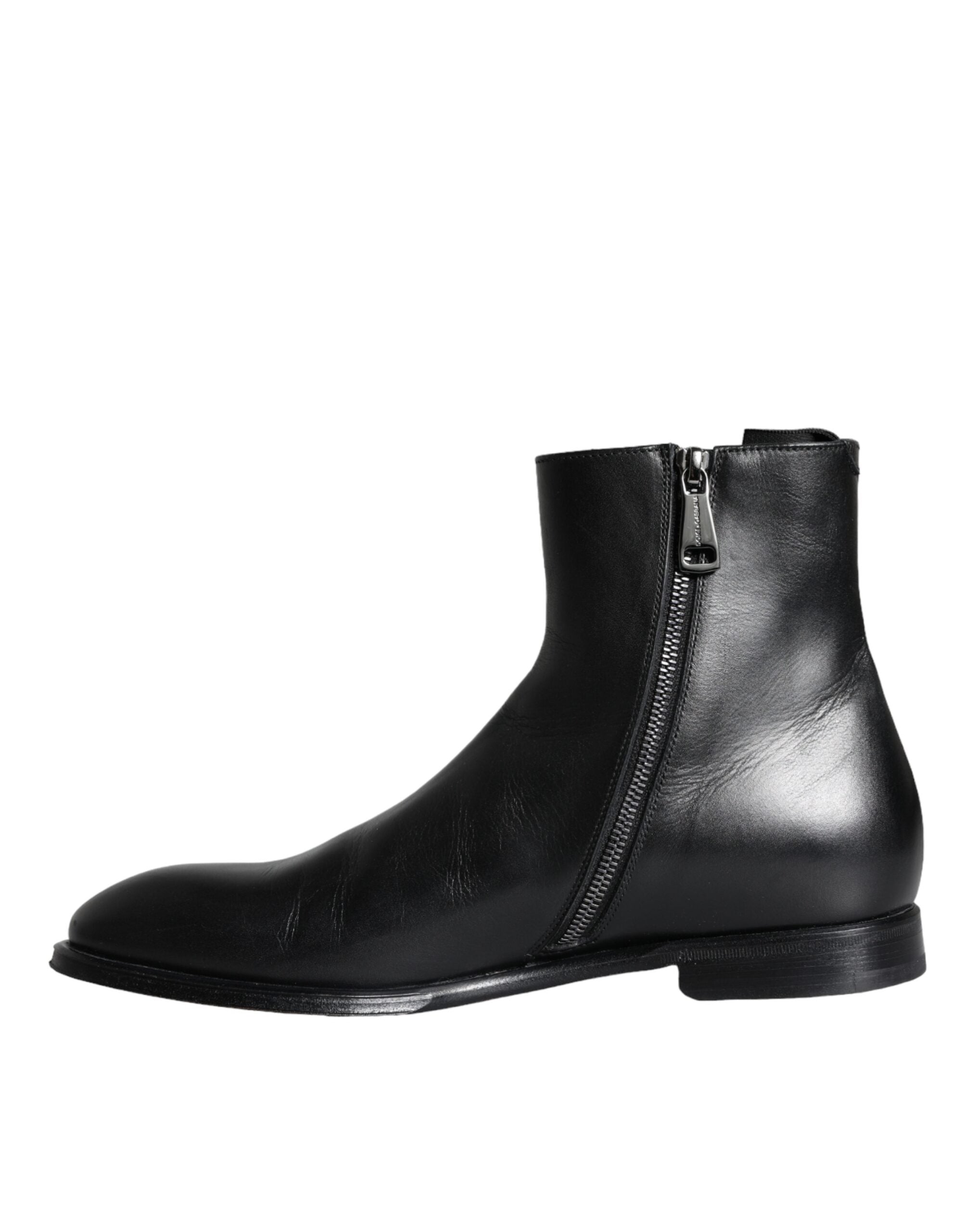 Dolce & Gabbana Black Calf Leather Men Ankle Boots Men Shoes -   -  Dolce & Gabbana.
