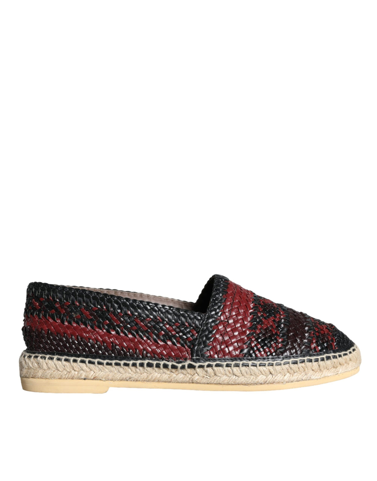 Dolce & Gabbana Black Maroon Woven Leather Buffalo Men Espadrille Shoes -   -  Dolce & Gabbana.