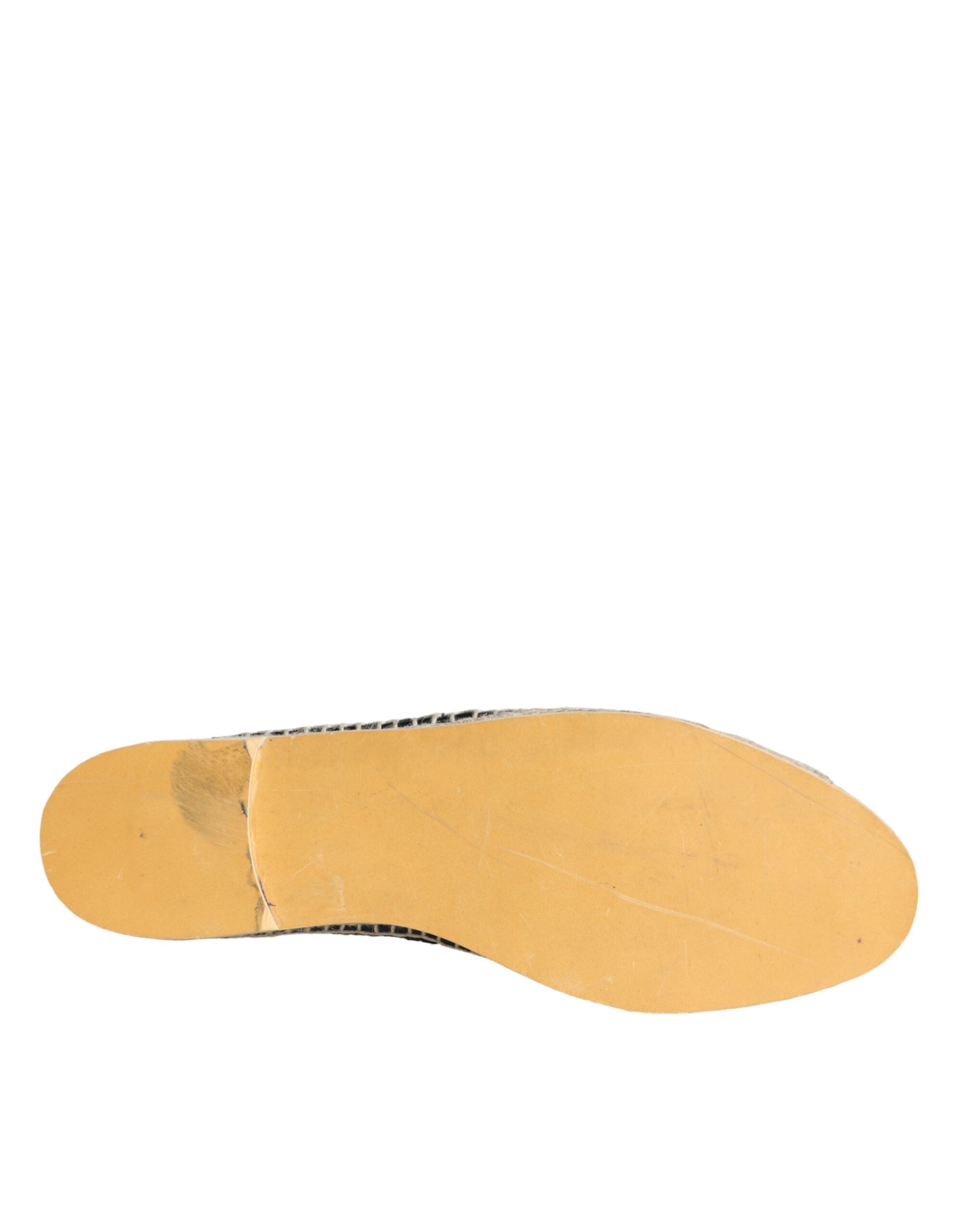 Dolce & Gabbana Black Maroon Woven Leather Buffalo Men Espadrille Shoes -   -  Dolce & Gabbana.