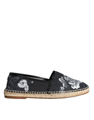 Dolce & Gabbana Black Floral Cotton Leather Espadrilles Shoes -   -  Dolce & Gabbana.