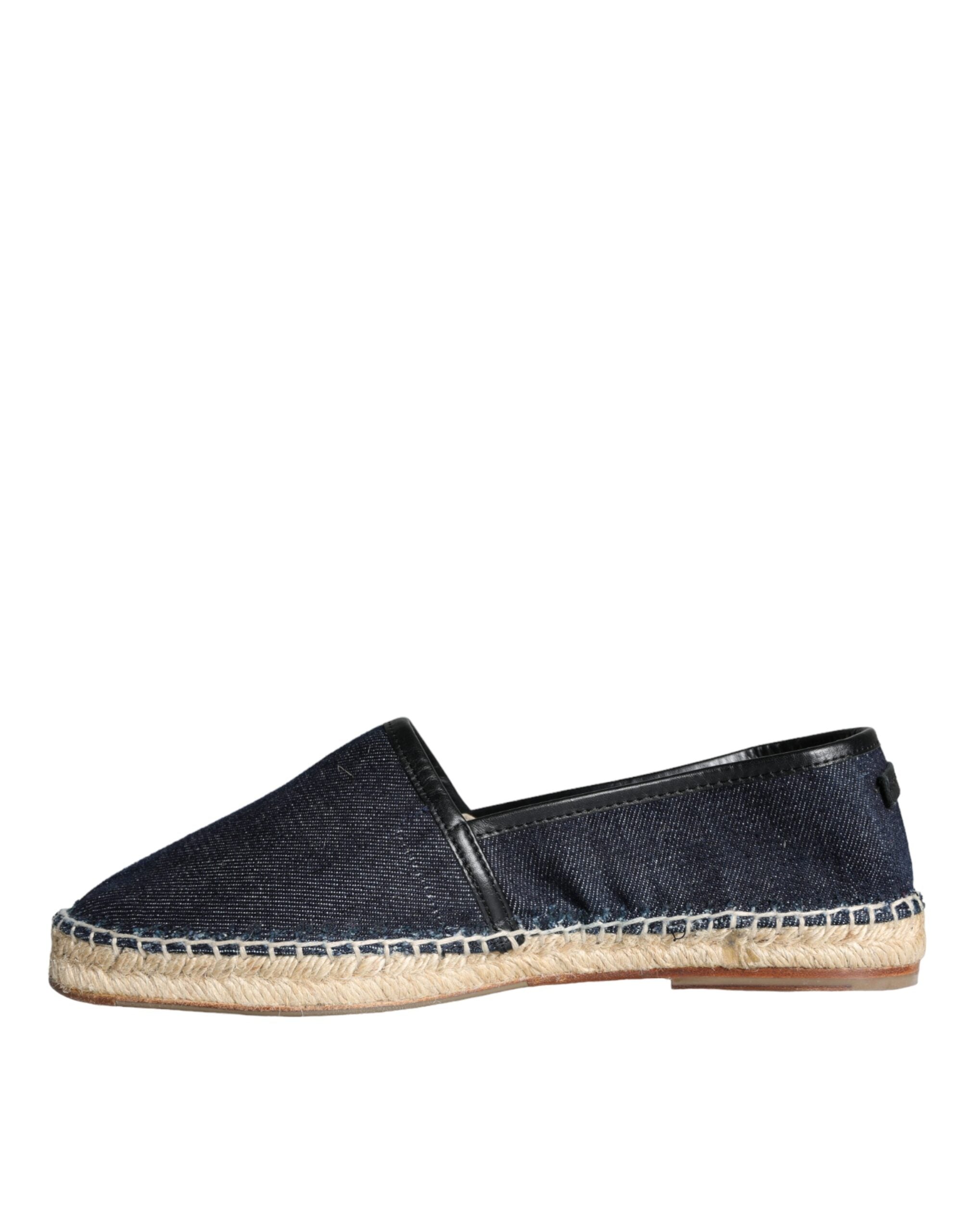 Dolce & Gabbana Blue Denim Cotton Leather Espadrilles Shoes -   -  Dolce & Gabbana.