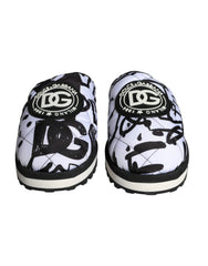 Dolce & Gabbana Black White Quilted Logo Sandals Slides Shoes -   -  Dolce & Gabbana.