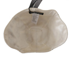 Dolce & Gabbana White Black Wool Embroidered Cameo Brooch Hat -   -  Dolce & Gabbana.