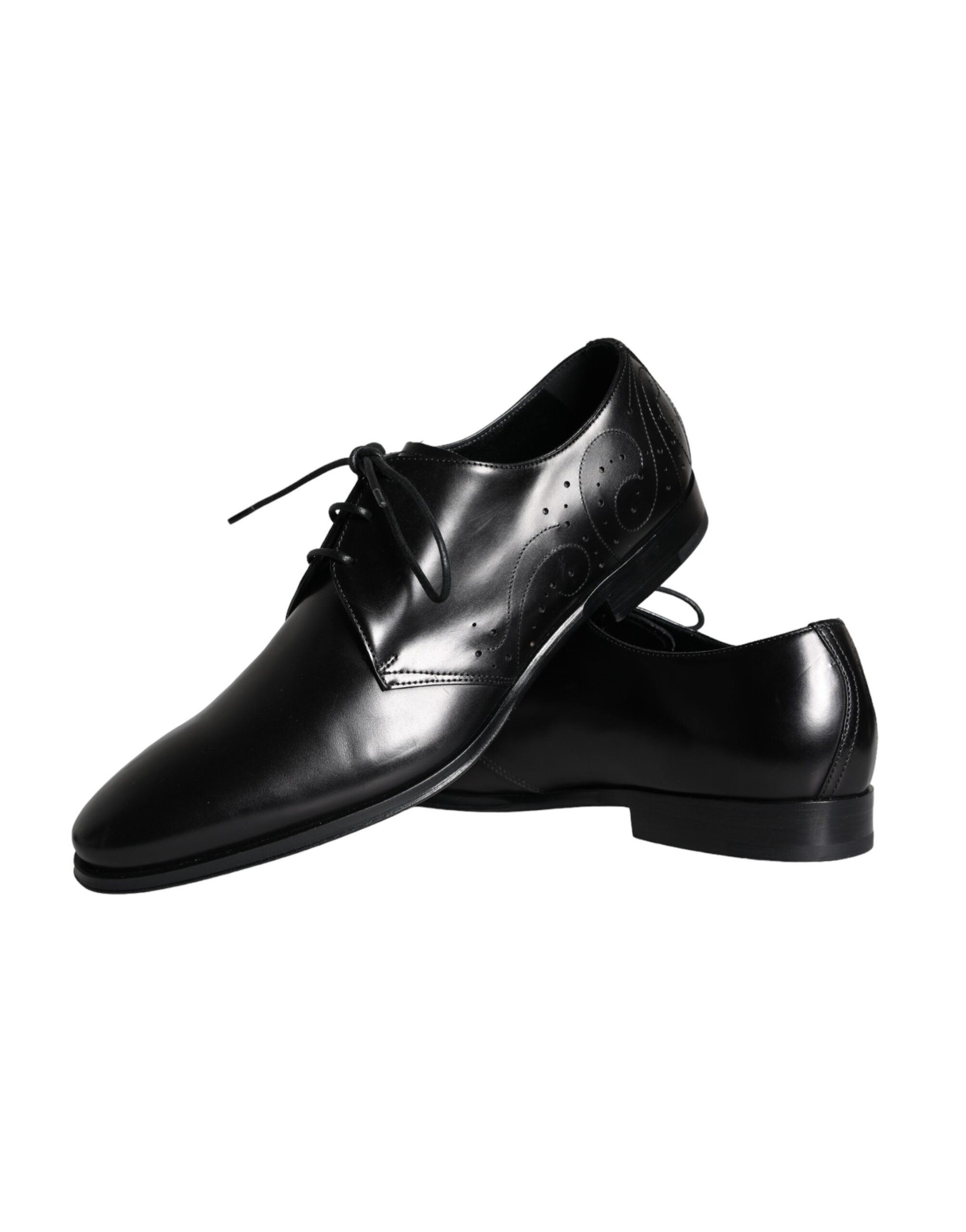 Dolce & Gabbana Black Calfskin Leather Derby Men Dress Shoes -   -  Dolce & Gabbana.
