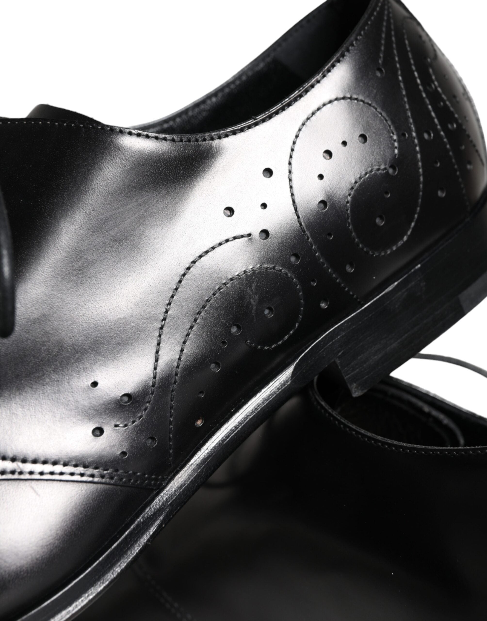 Dolce & Gabbana Black Calfskin Leather Derby Men Dress Shoes -   -  Dolce & Gabbana.
