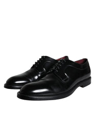 Dolce & Gabbana Black Calfskin Leather Derby Men Dress Shoes -   -  Dolce & Gabbana.