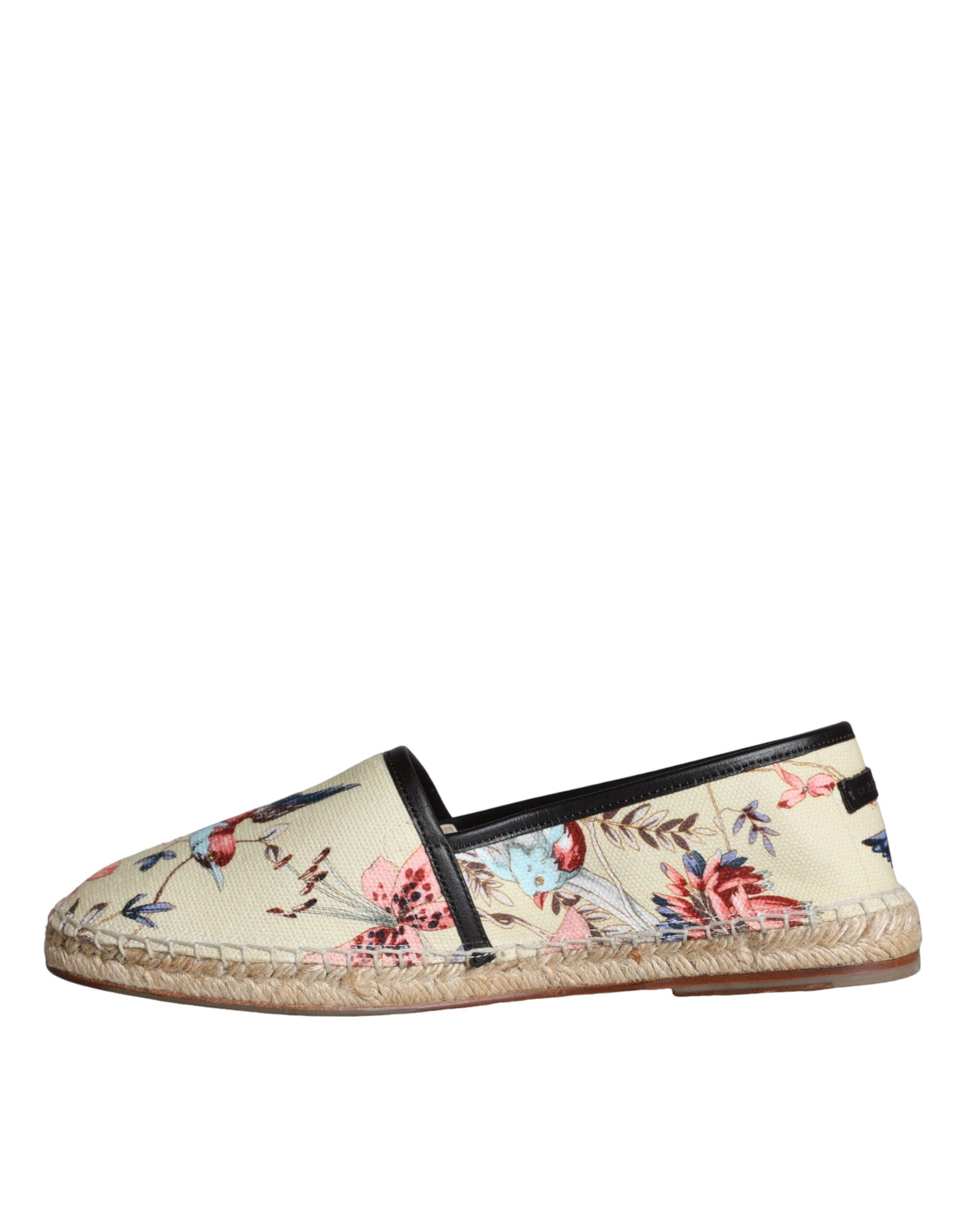 Dolce & Gabbana Beige Floral Canvas Espadrilles Slip On Shoes -   -  Dolce & Gabbana.