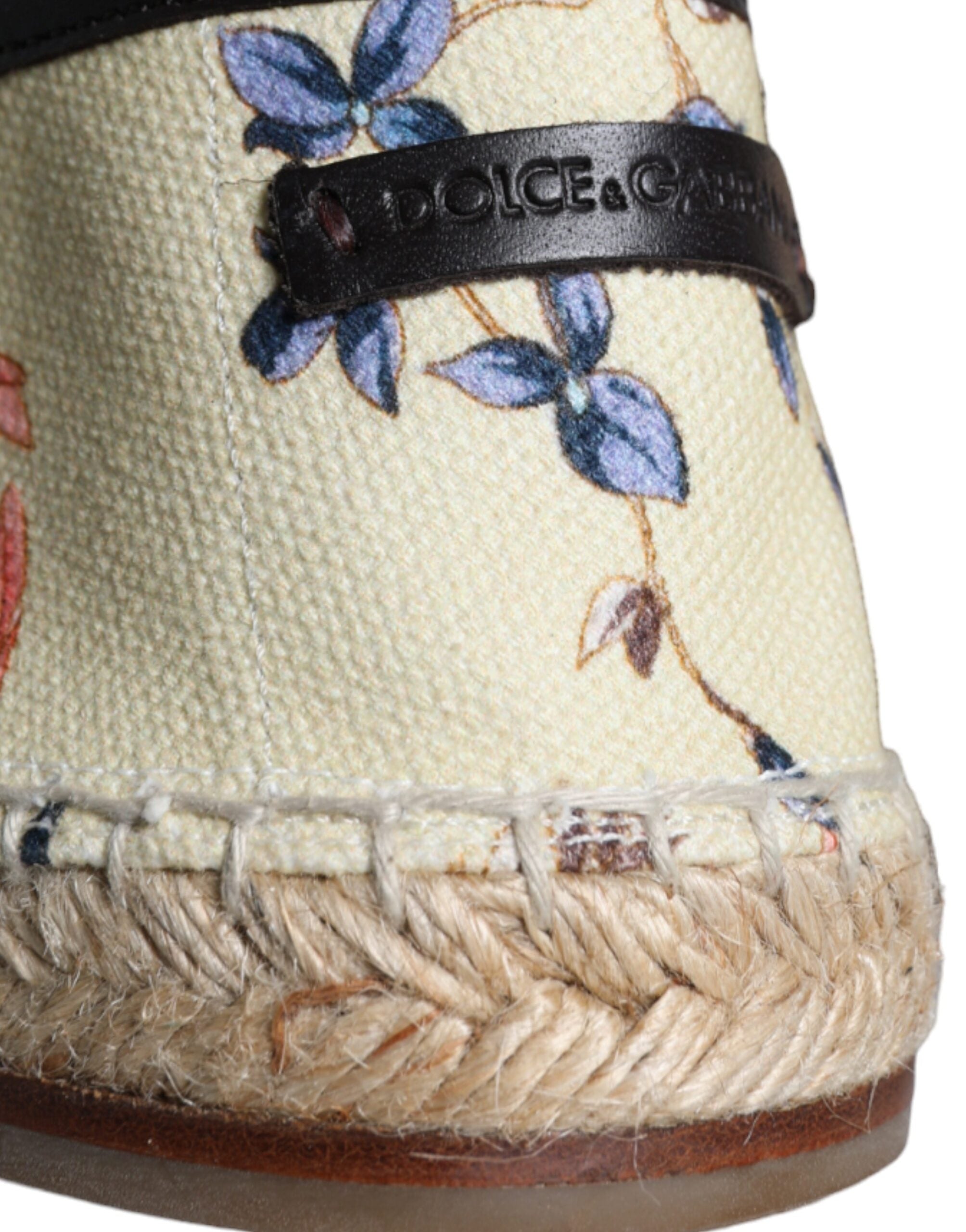 Dolce & Gabbana Beige Floral Canvas Espadrilles Slip On Shoes -   -  Dolce & Gabbana.