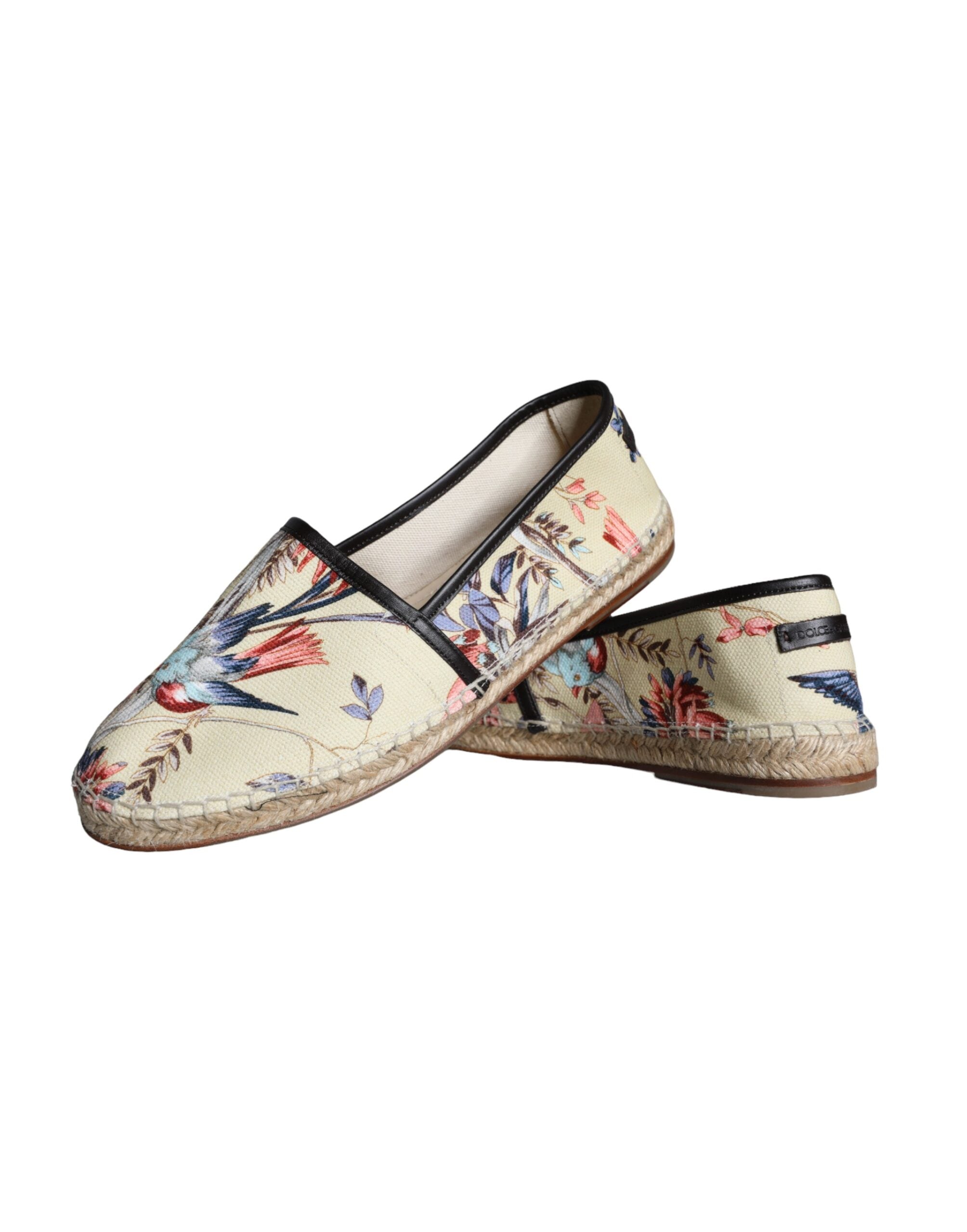 Dolce & Gabbana Beige Floral Canvas Espadrilles Slip On Shoes -   -  Dolce & Gabbana.