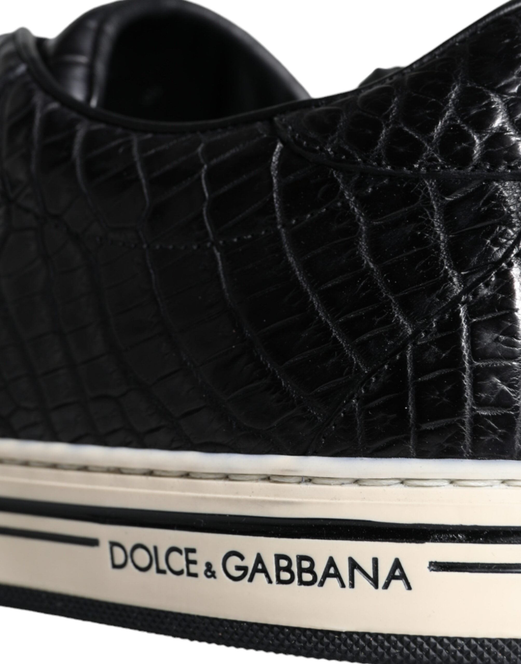 Dolce & Gabbana Black Leather Men Low Top Sneakers Shoes -   -  Dolce & Gabbana.