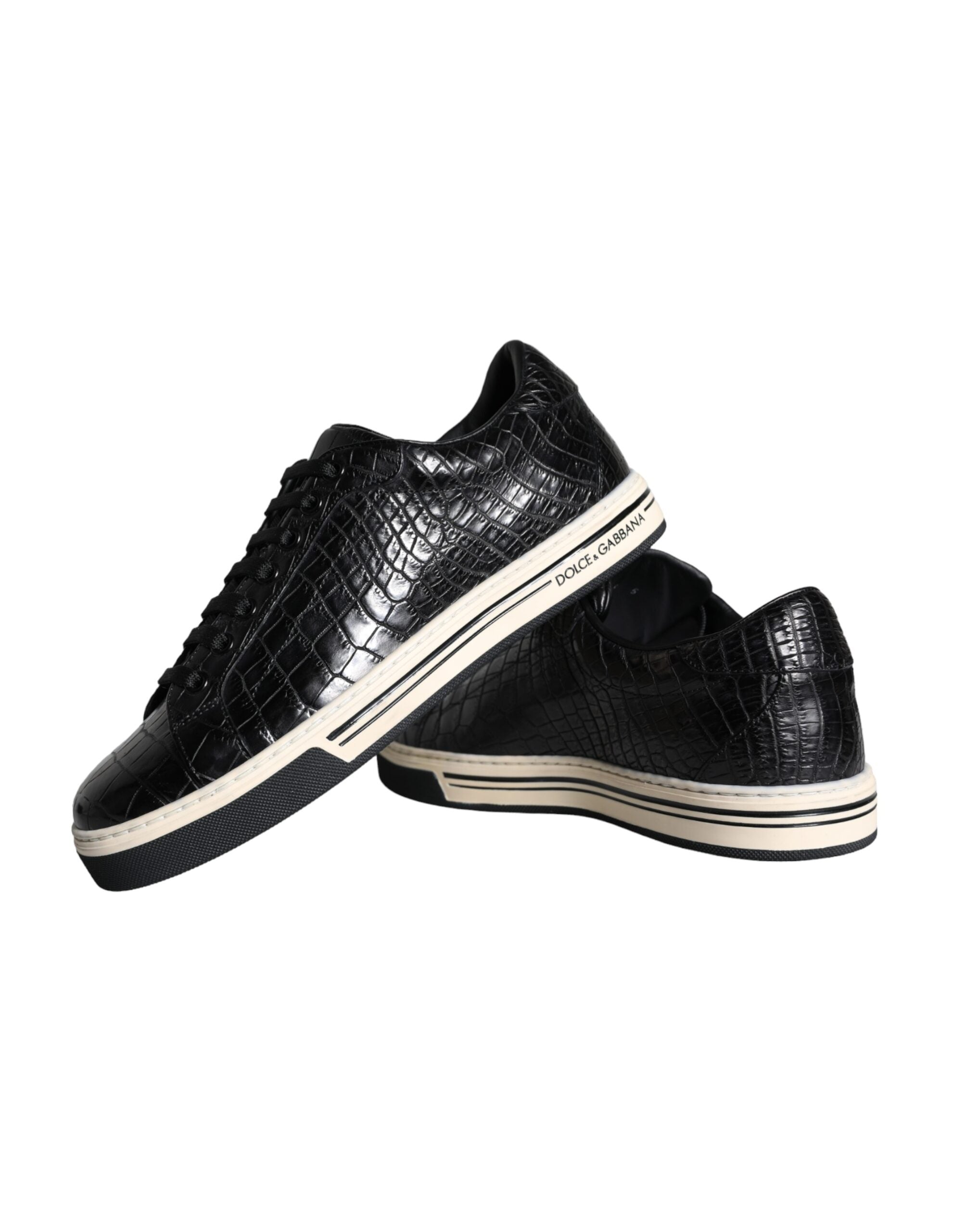 Dolce & Gabbana Black Leather Men Low Top Sneakers Shoes -   -  Dolce & Gabbana.