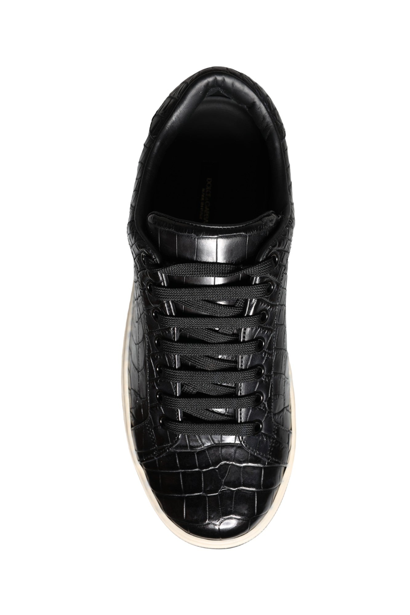 Dolce & Gabbana Black Leather Men Low Top Sneakers Shoes -   -  Dolce & Gabbana.