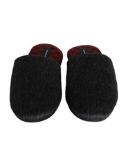 Dolce & Gabbana Black Faux Fur Slides Slippers Slip On Shoes -   -  Dolce & Gabbana.