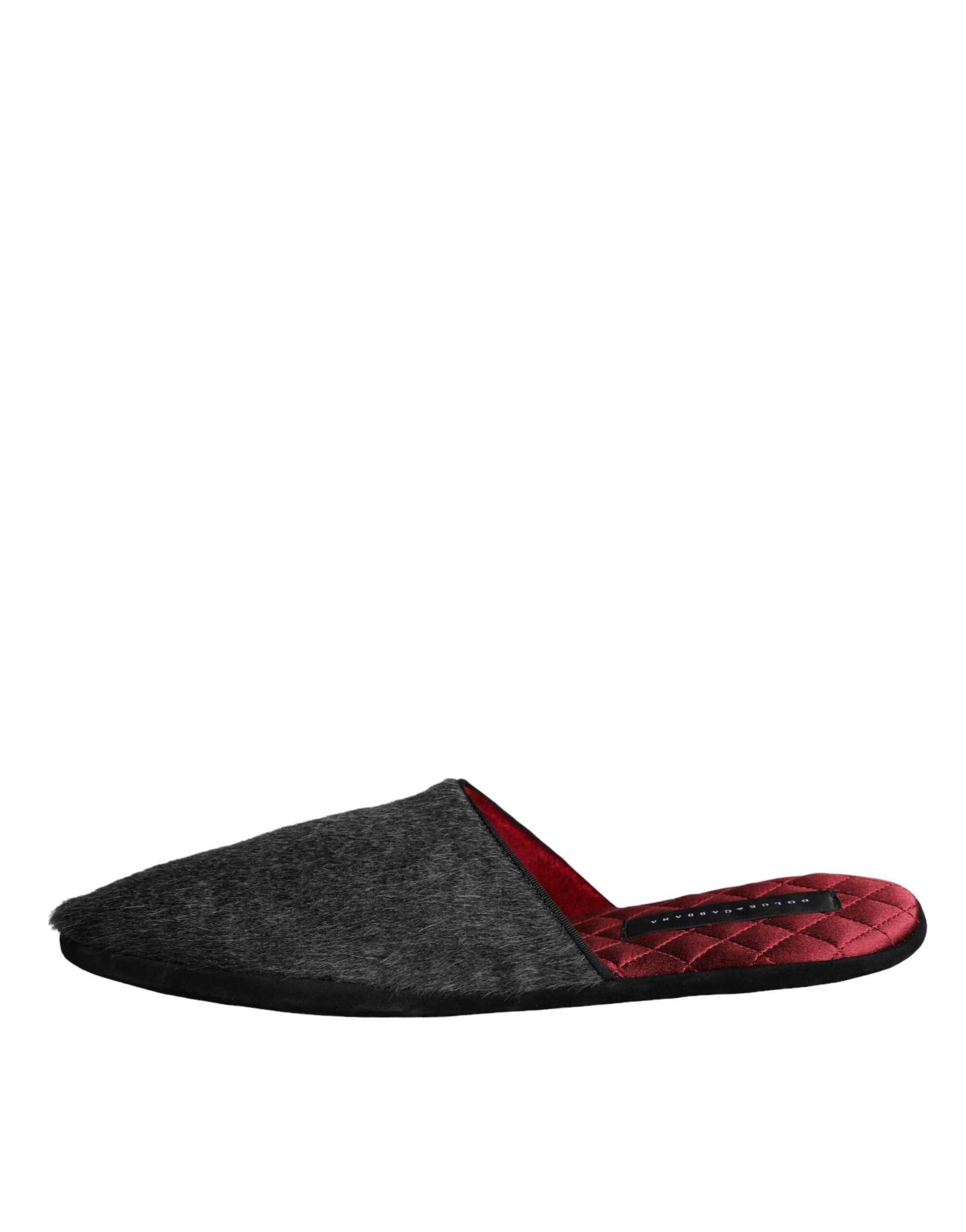 Dolce & Gabbana Black Faux Fur Slides Slippers Slip On Shoes -   -  Dolce & Gabbana.