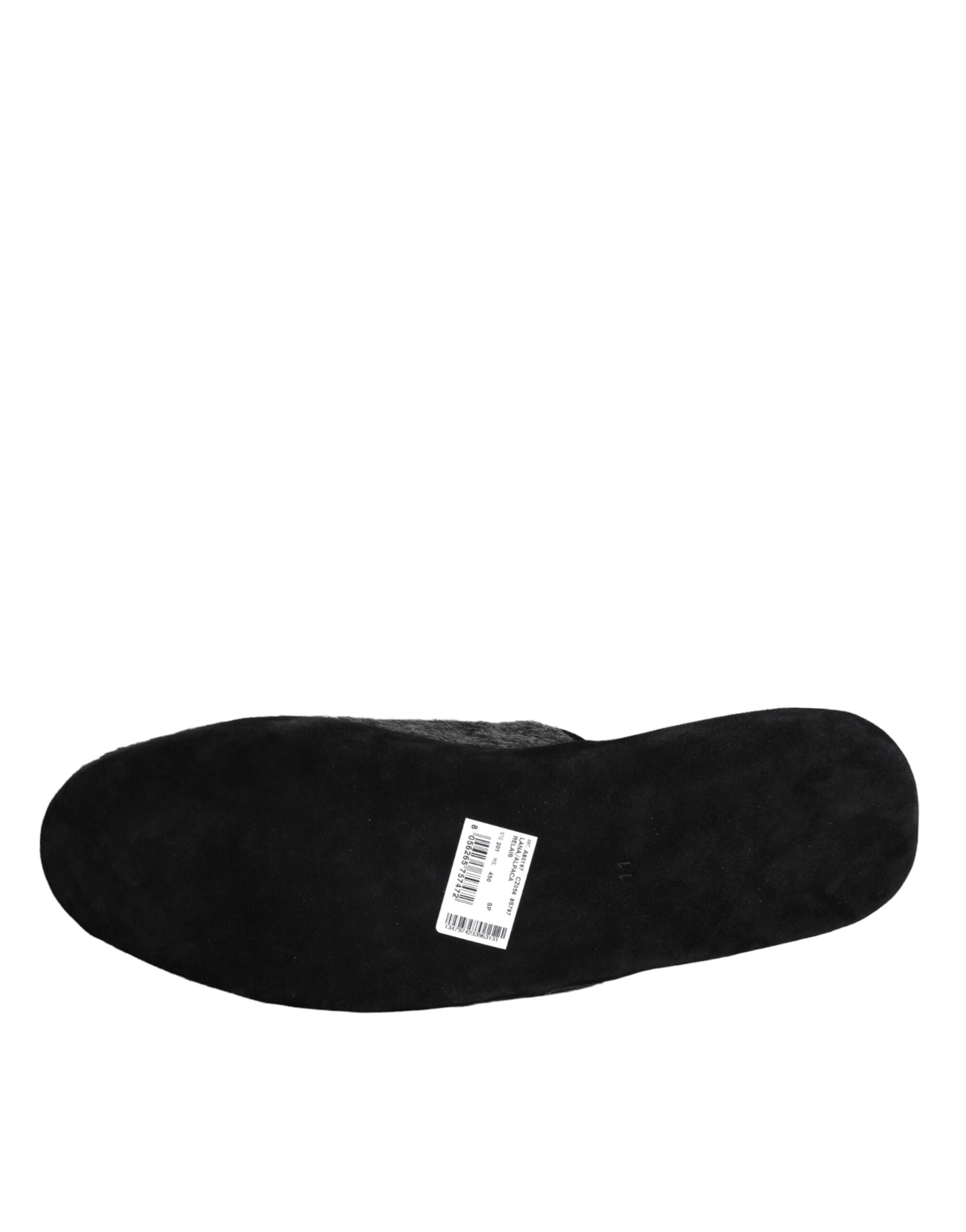 Dolce & Gabbana Black Faux Fur Slides Slippers Slip On Shoes -   -  Dolce & Gabbana.