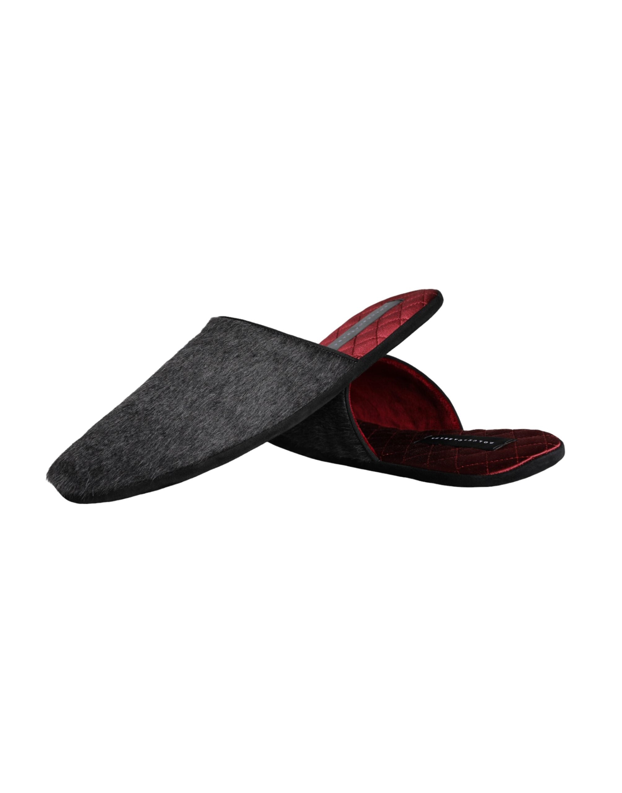 Dolce & Gabbana Black Faux Fur Slides Slippers Slip On Shoes -   -  Dolce & Gabbana.