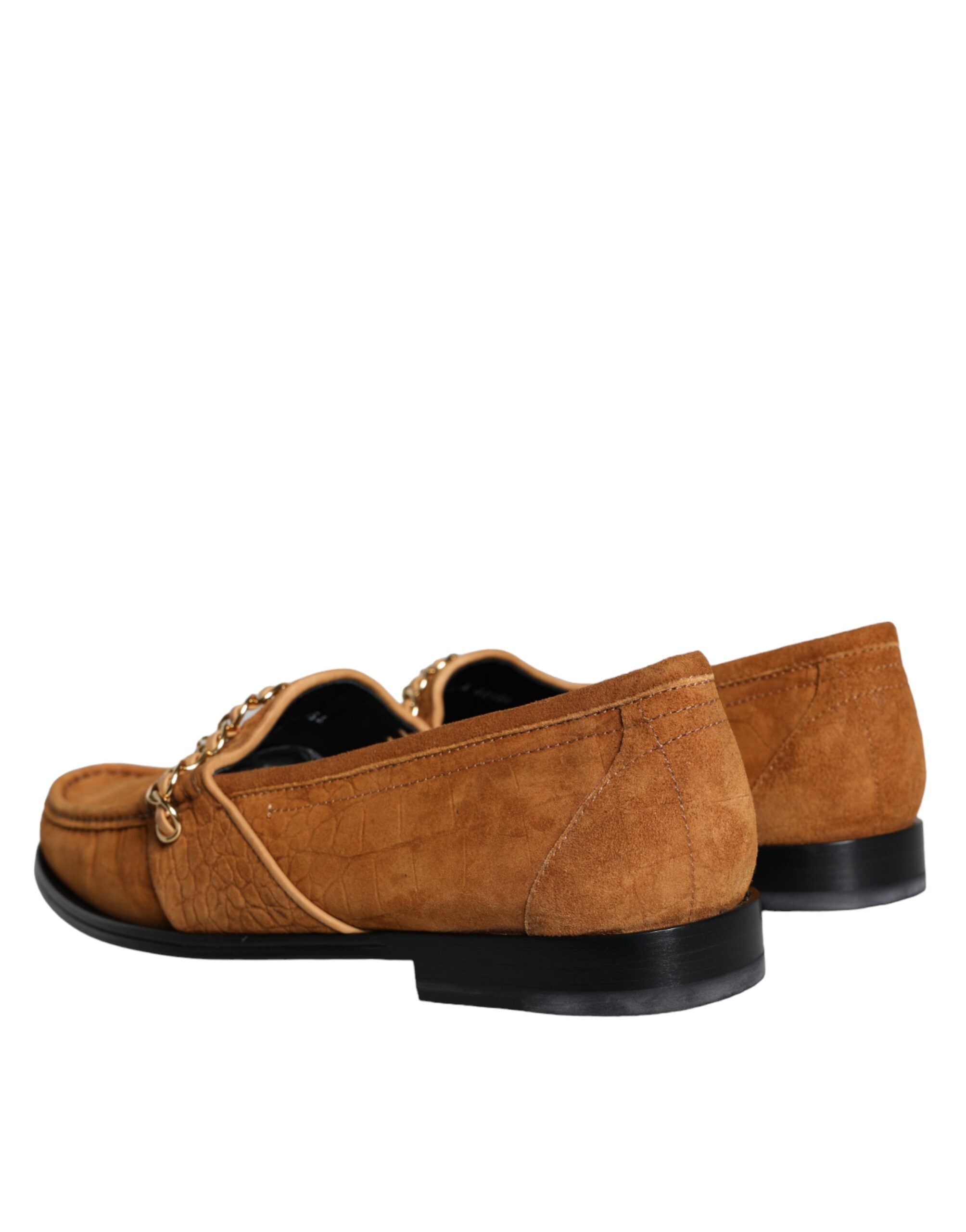 Dolce & Gabbana Brown Velvet Leather Logo Mocassin Slip On Shoes -   -  Dolce & Gabbana.