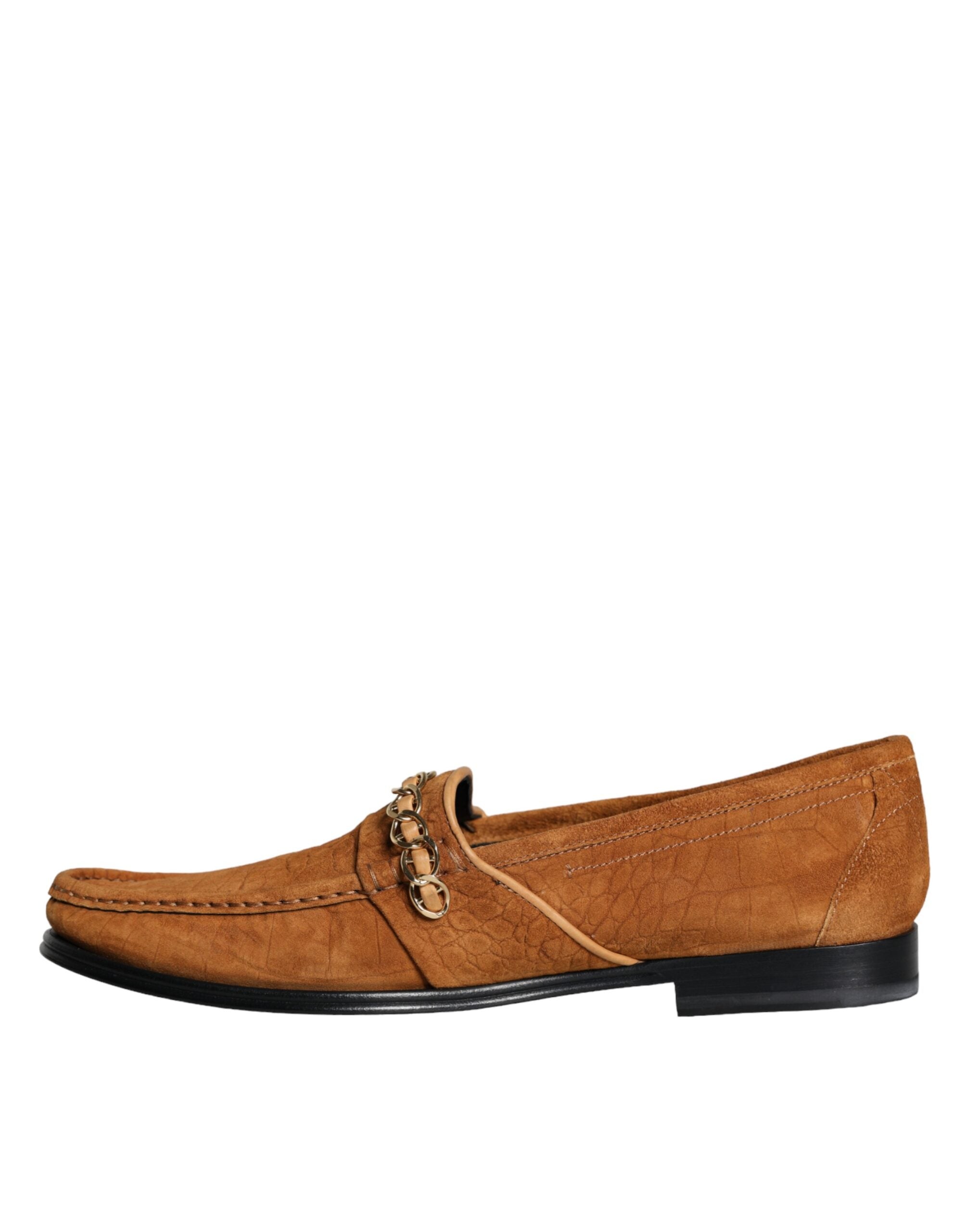 Dolce & Gabbana Brown Velvet Leather Logo Mocassin Slip On Shoes -   -  Dolce & Gabbana.