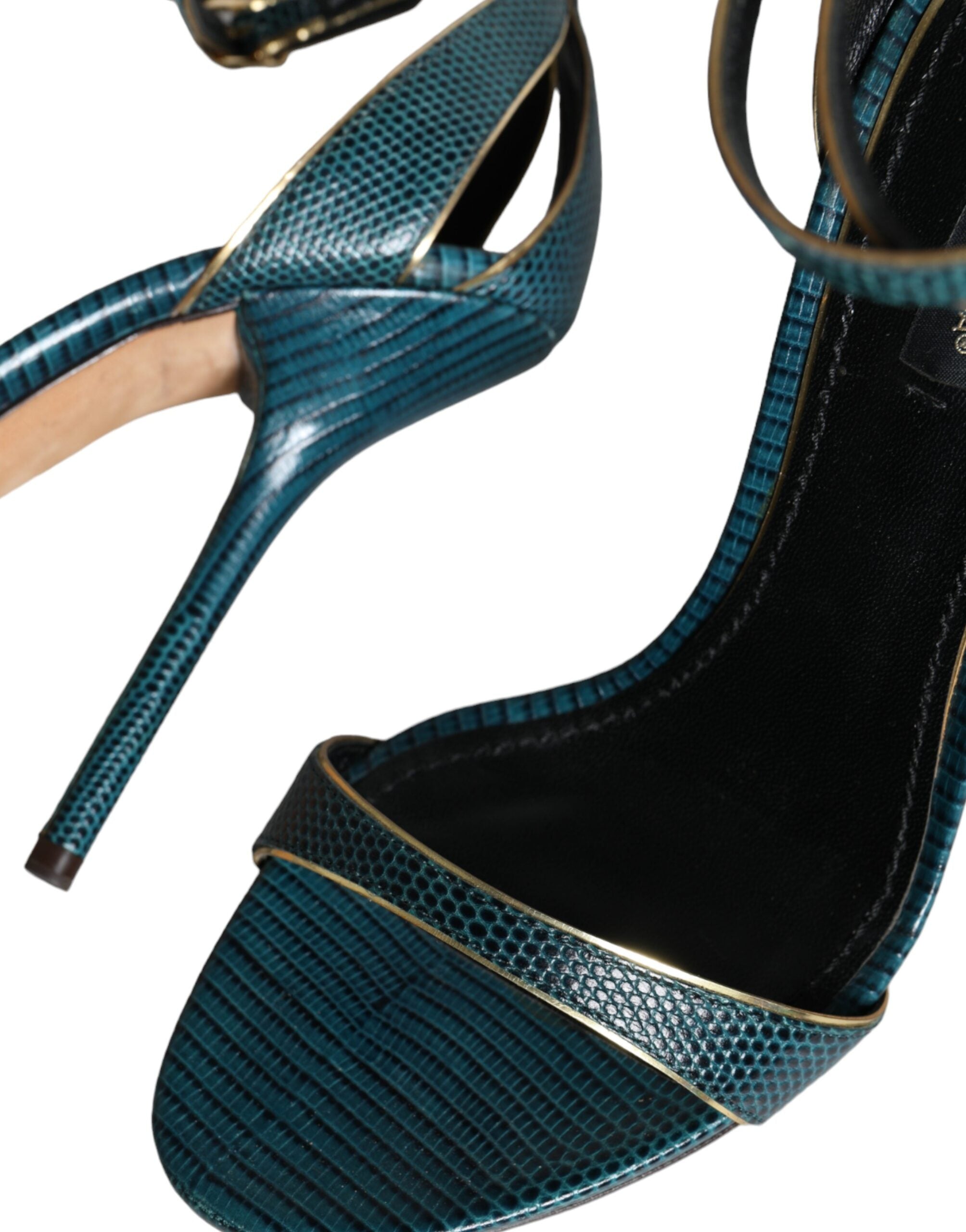 Dolce & Gabbana Dark Green Calf Leather Heels Sandals Shoes -   -  Dolce & Gabbana.