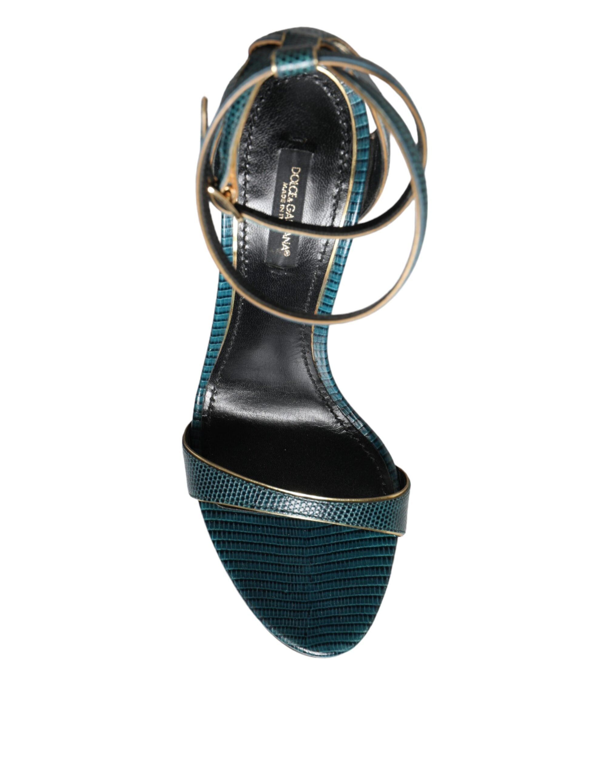 Dolce & Gabbana Dark Green Calf Leather Heels Sandals Shoes -   -  Dolce & Gabbana.