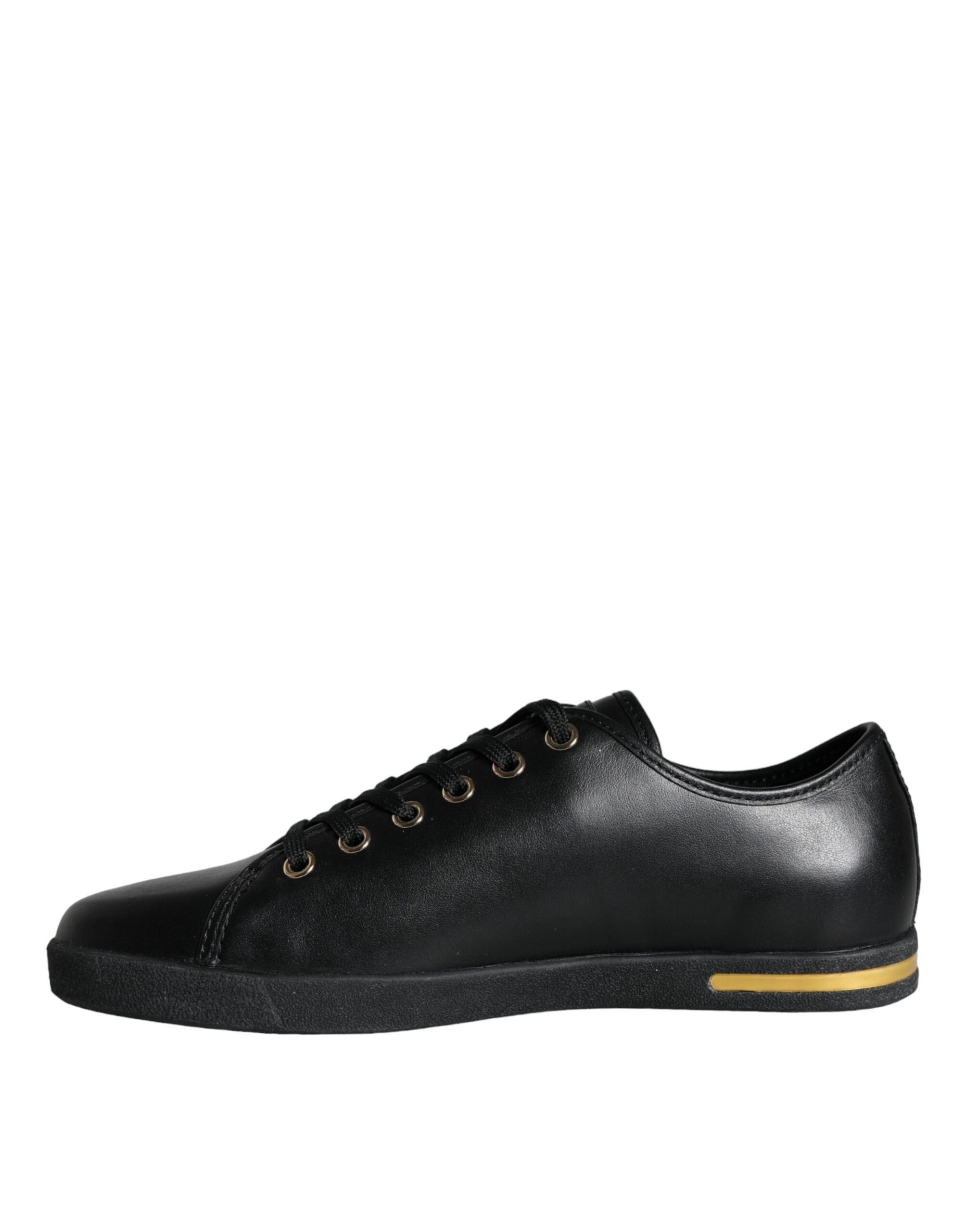 Dolce & Gabbana Black Gold Leather Classic Sneakers Shoes -   -  Dolce & Gabbana.
