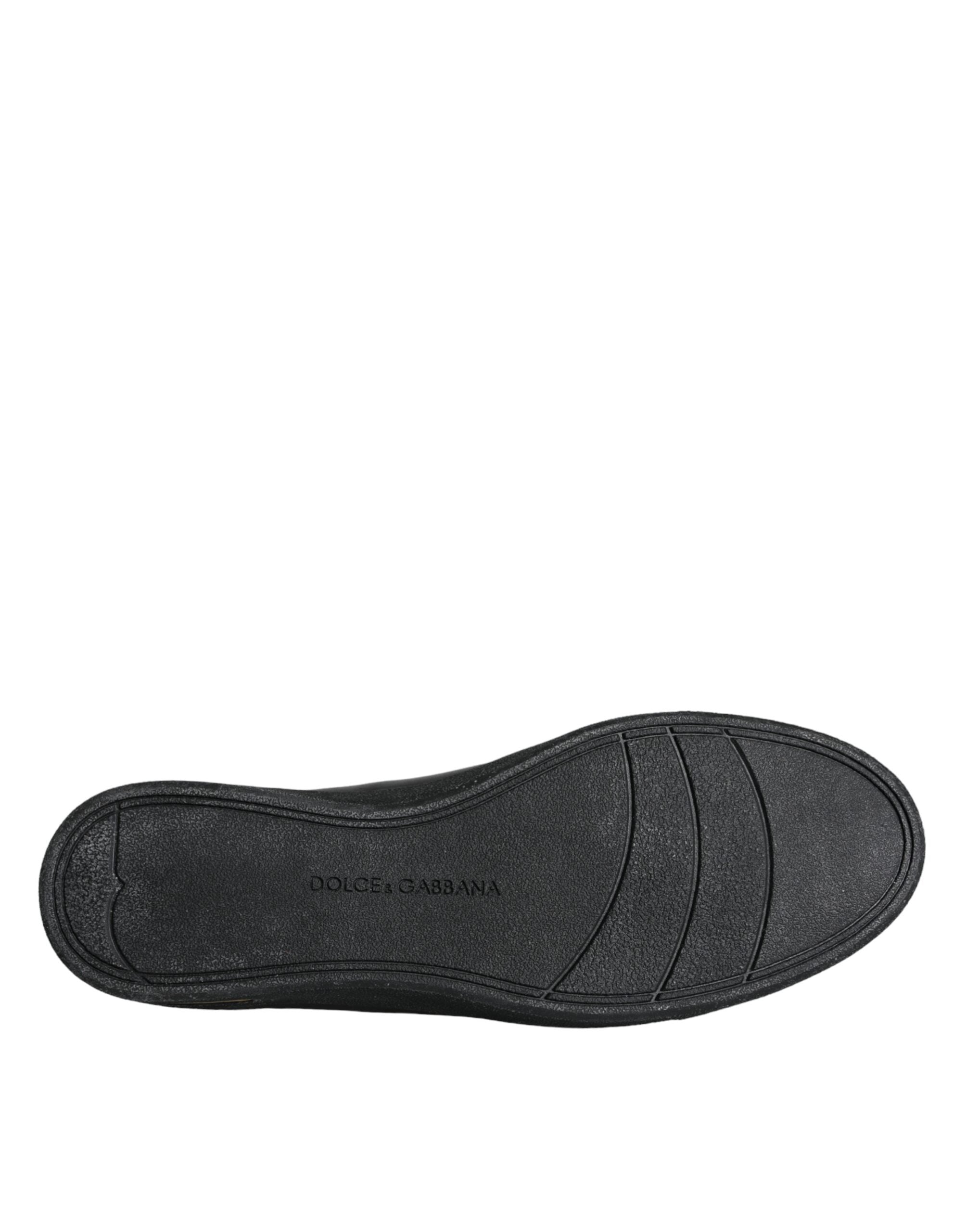 Dolce & Gabbana Black Gold Leather Classic Sneakers Shoes -   -  Dolce & Gabbana.