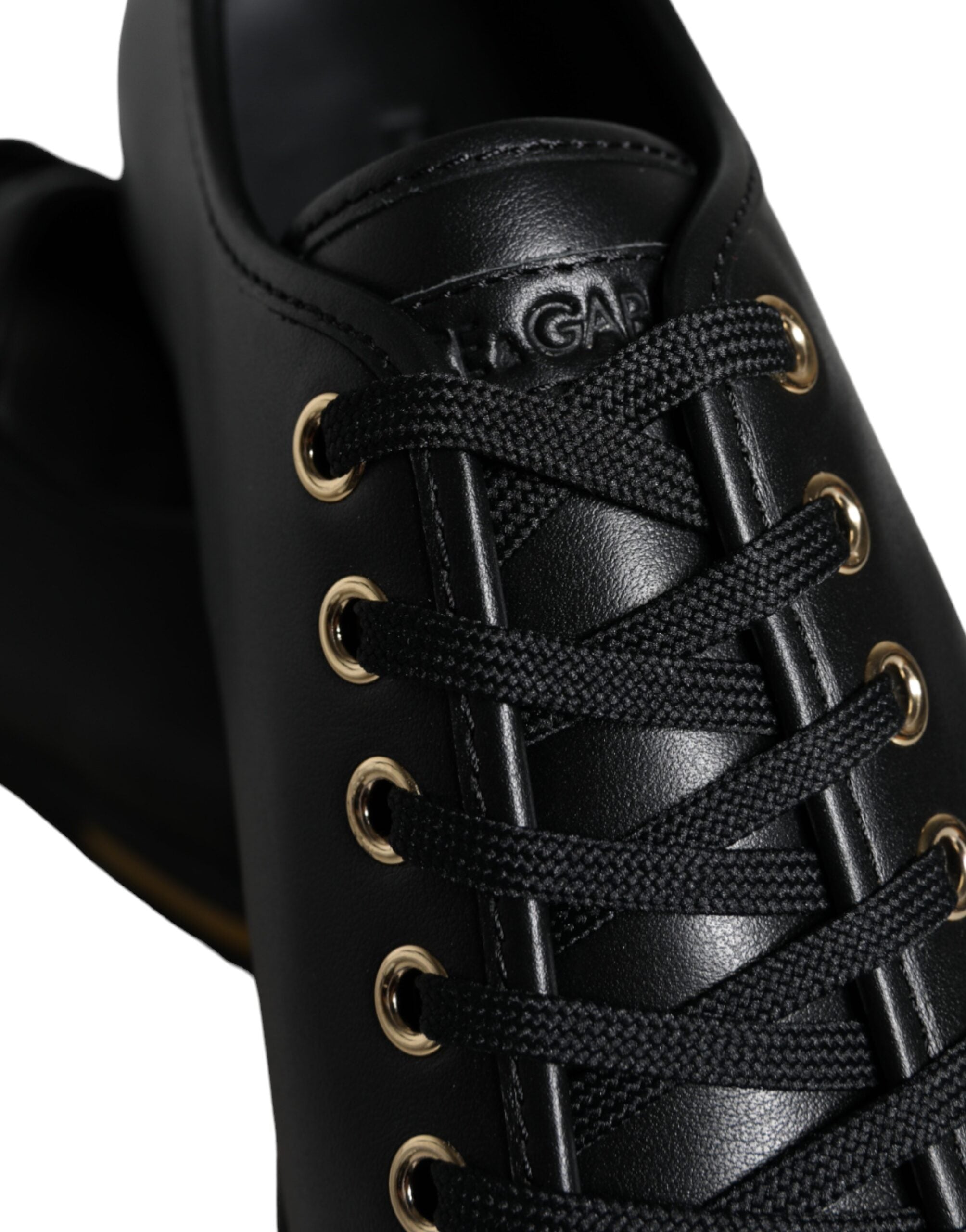 Dolce & Gabbana Black Gold Leather Classic Sneakers Shoes -   -  Dolce & Gabbana.