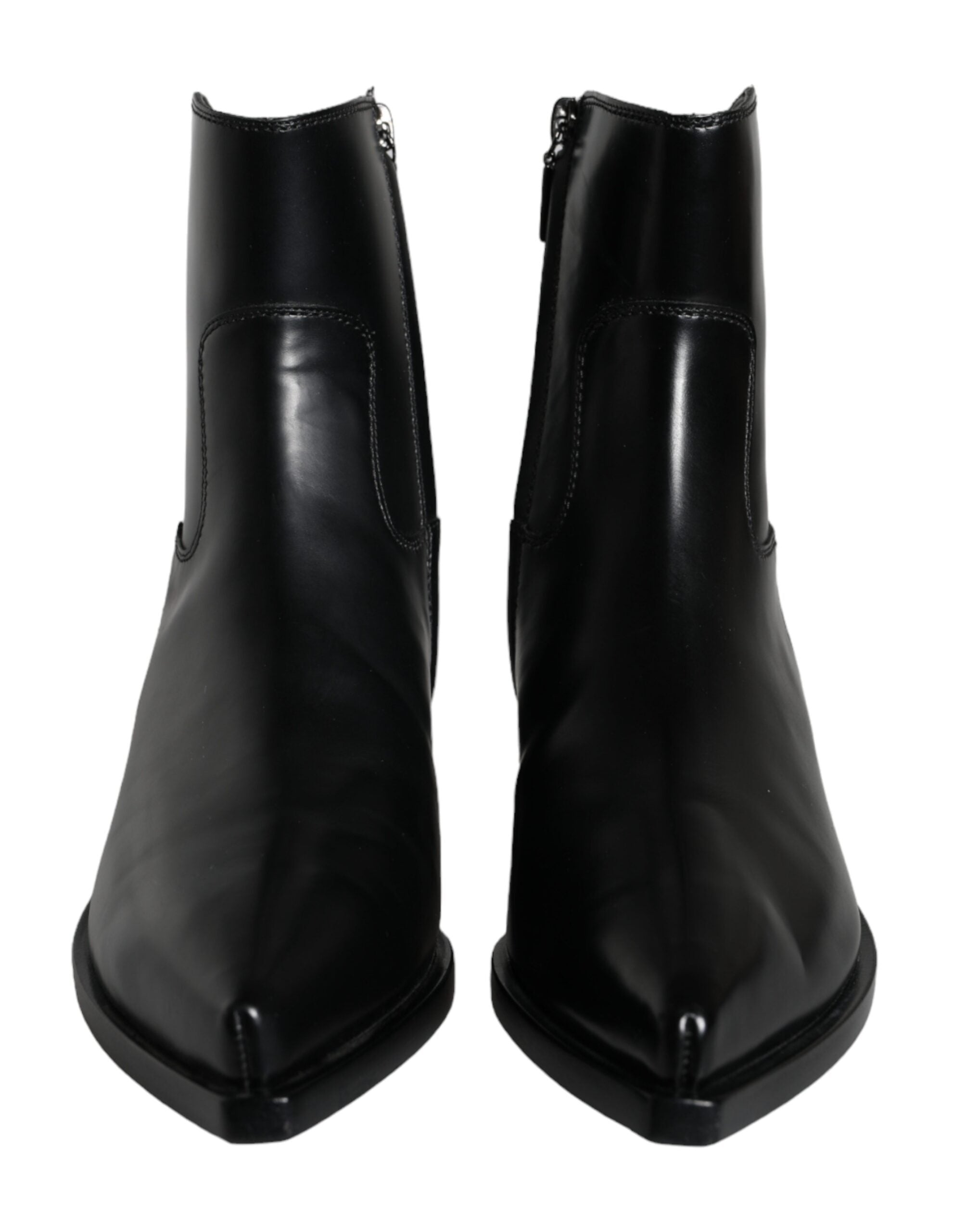 Dolce & Gabbana Black Leather Ankle Boots Booties Shoes -   -  Dolce & Gabbana.