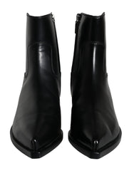 Dolce & Gabbana Black Leather Ankle Boots Booties Shoes -   -  Dolce & Gabbana.