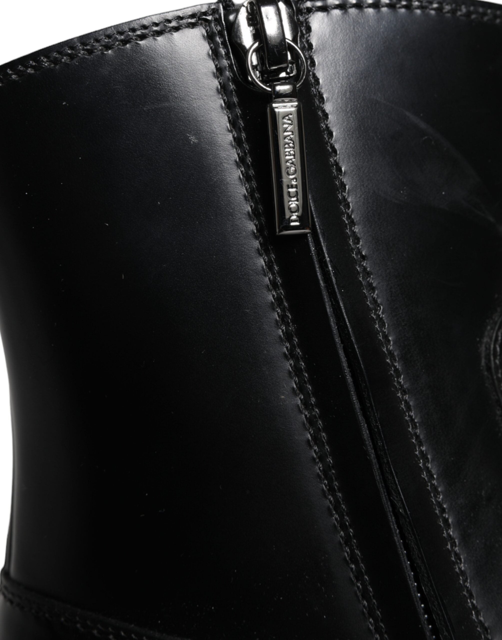 Dolce & Gabbana Black Leather Ankle Boots Booties Shoes -   -  Dolce & Gabbana.