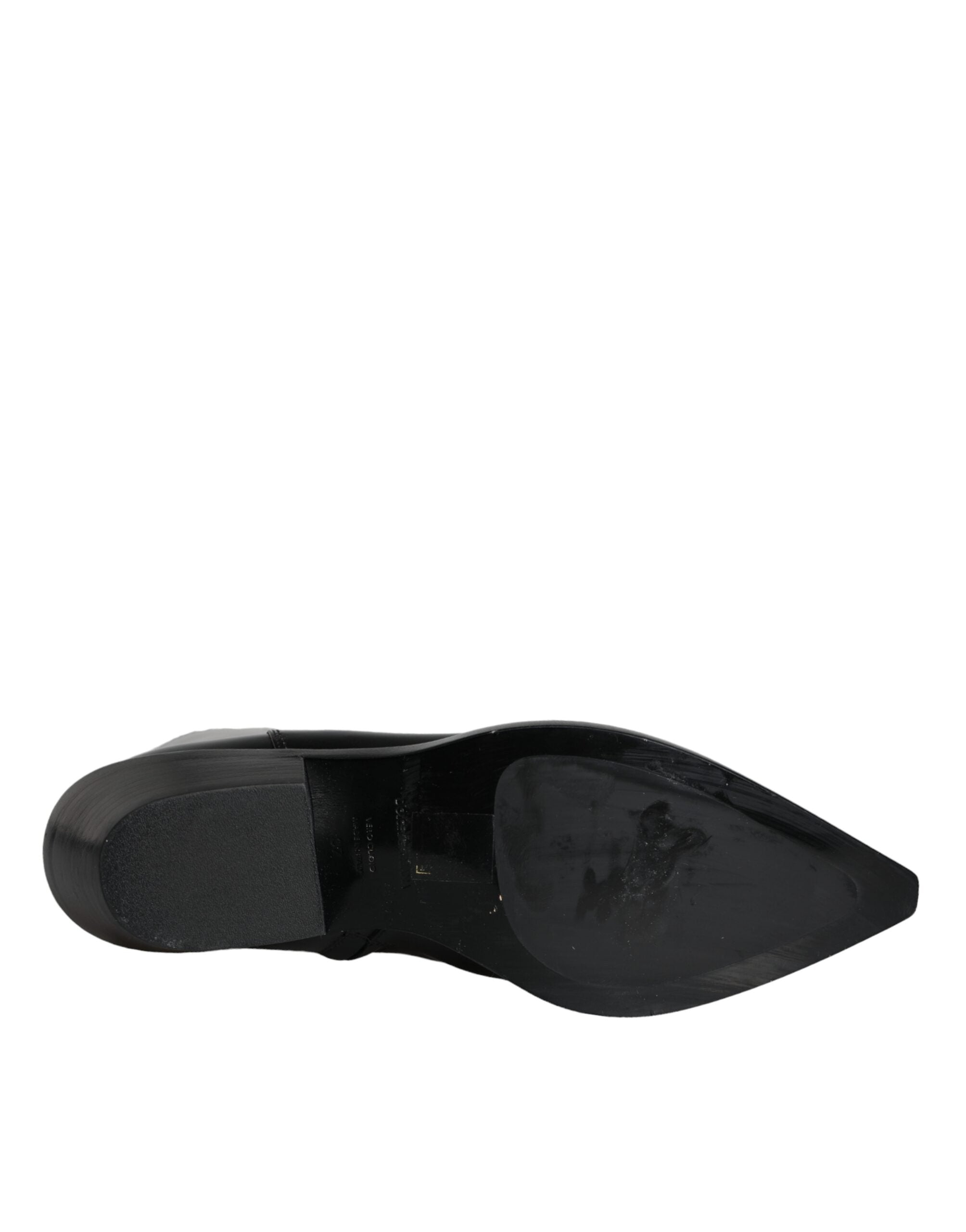 Dolce & Gabbana Black Leather Ankle Boots Booties Shoes -   -  Dolce & Gabbana.