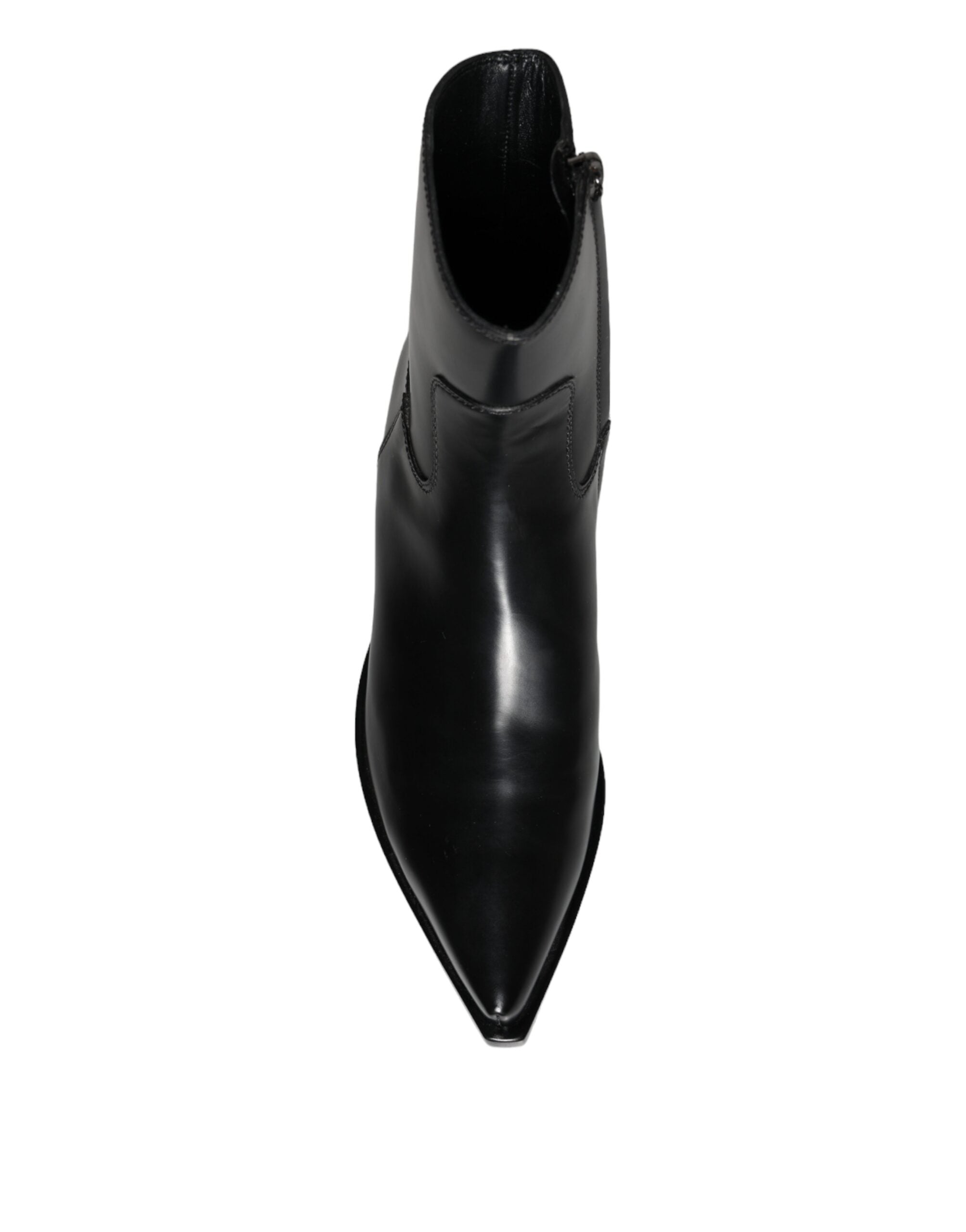 Dolce & Gabbana Black Leather Ankle Boots Booties Shoes -   -  Dolce & Gabbana.