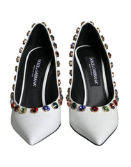 Dolce & Gabbana White Crystal Leather High Heels Pumps Shoes -   -  Dolce & Gabbana.