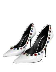 Dolce & Gabbana White Crystal Leather High Heels Pumps Shoes -   -  Dolce & Gabbana.