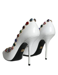 Dolce & Gabbana White Crystal Leather High Heels Pumps Shoes -   -  Dolce & Gabbana.