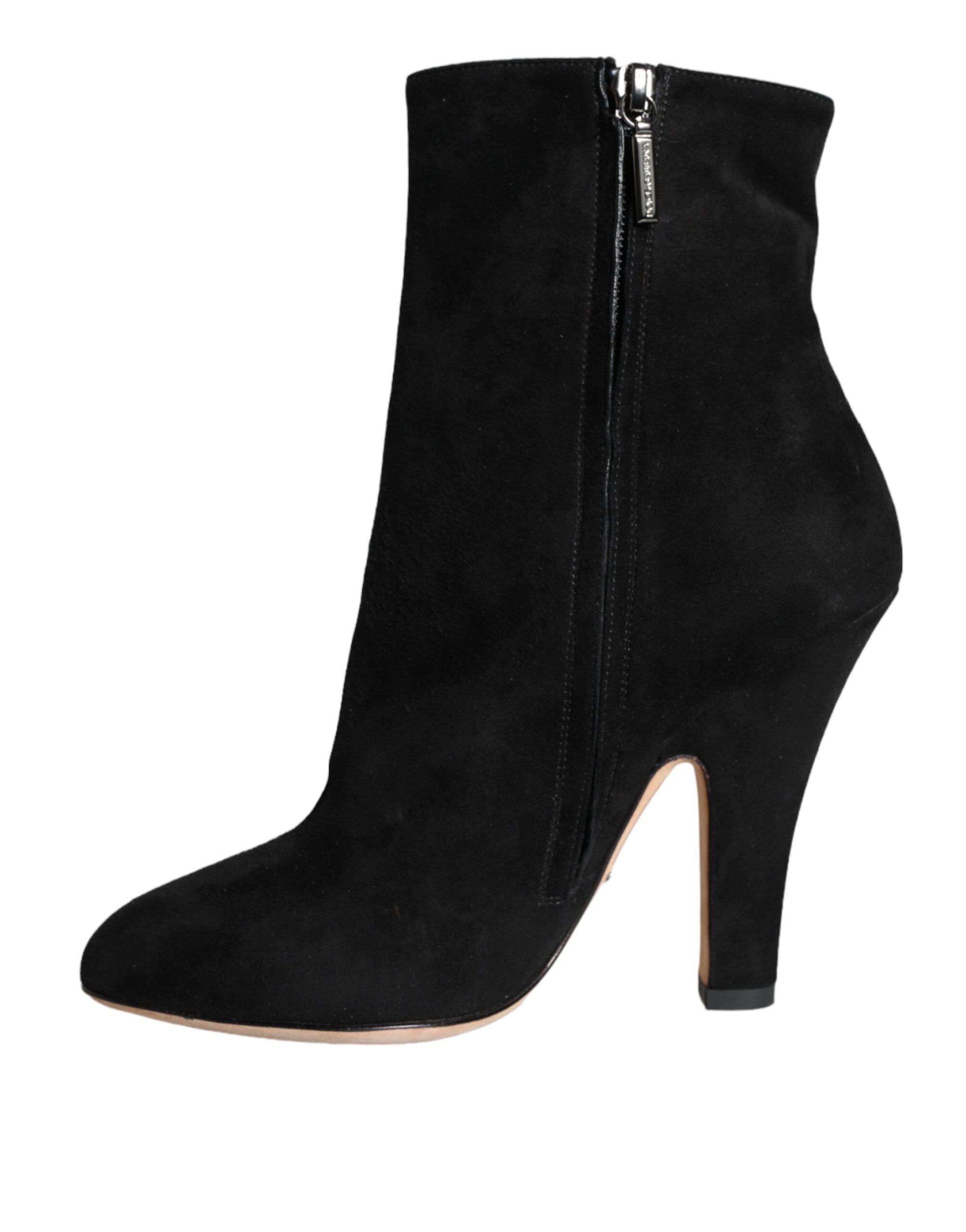 Dolce & Gabbana Black Suede Leather Mid Calf Boots Shoes -   -  Dolce & Gabbana.