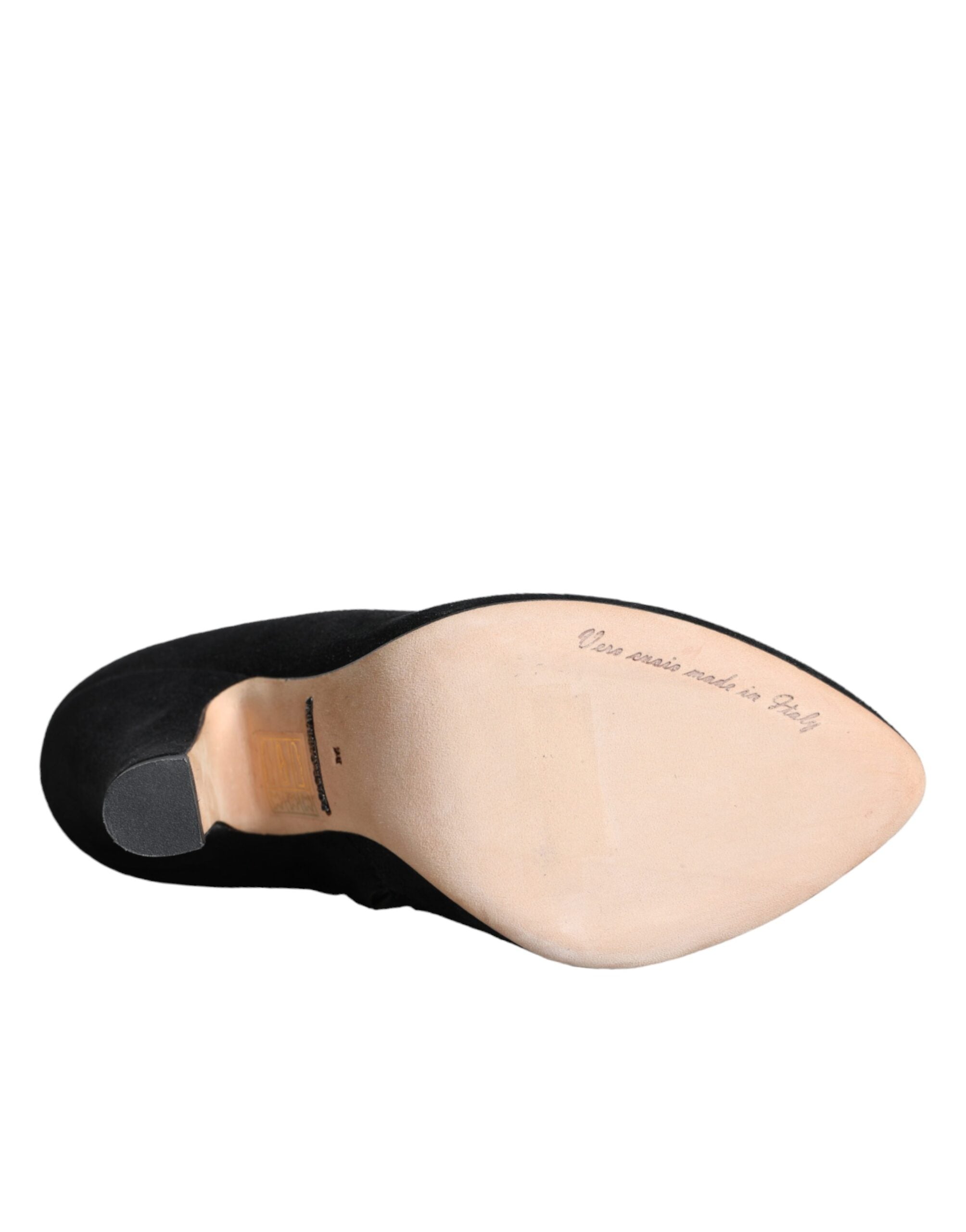 Dolce & Gabbana Black Suede Leather Mid Calf Boots Shoes -   -  Dolce & Gabbana.