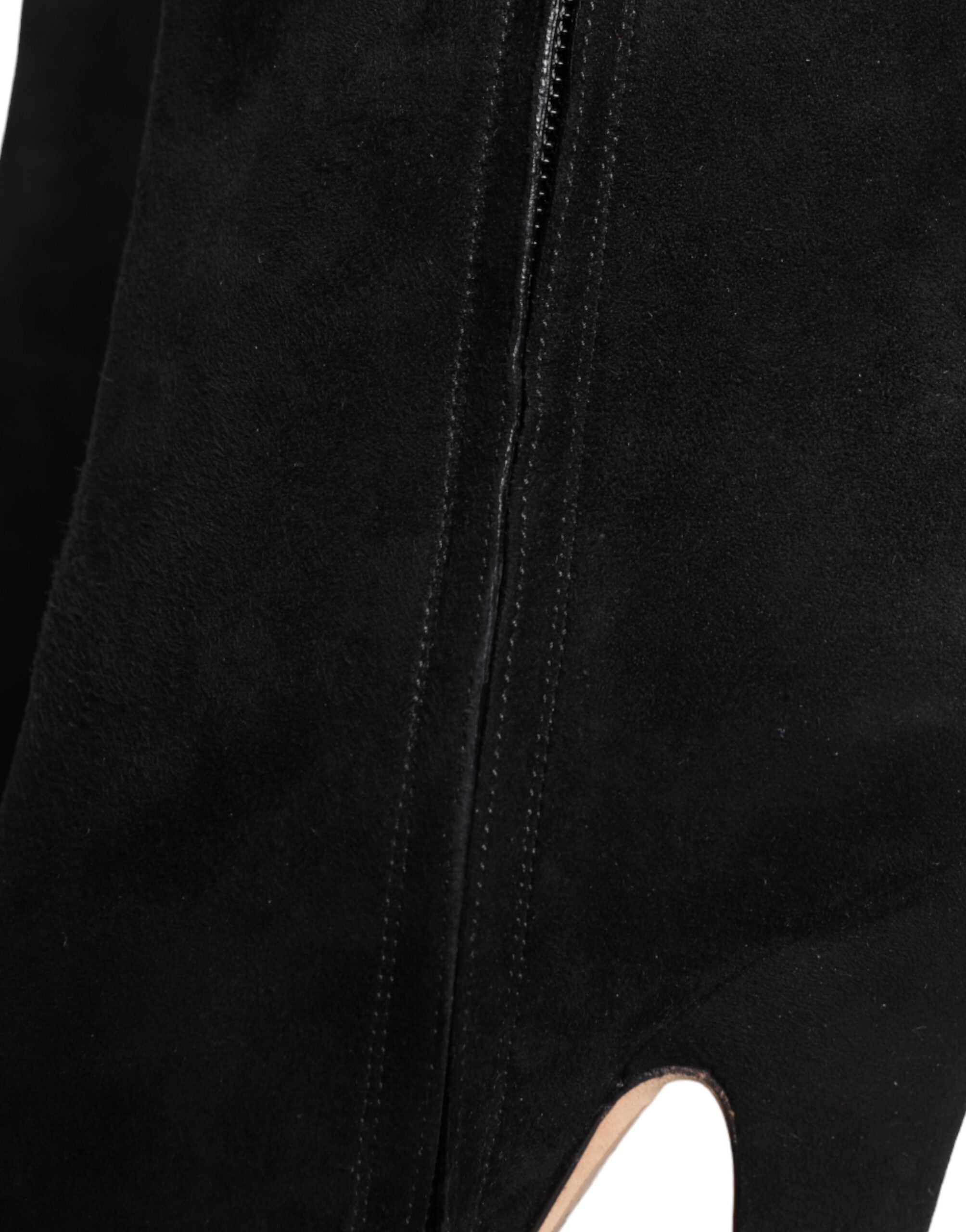 Dolce & Gabbana Black Suede Leather Mid Calf Boots Shoes -   -  Dolce & Gabbana.
