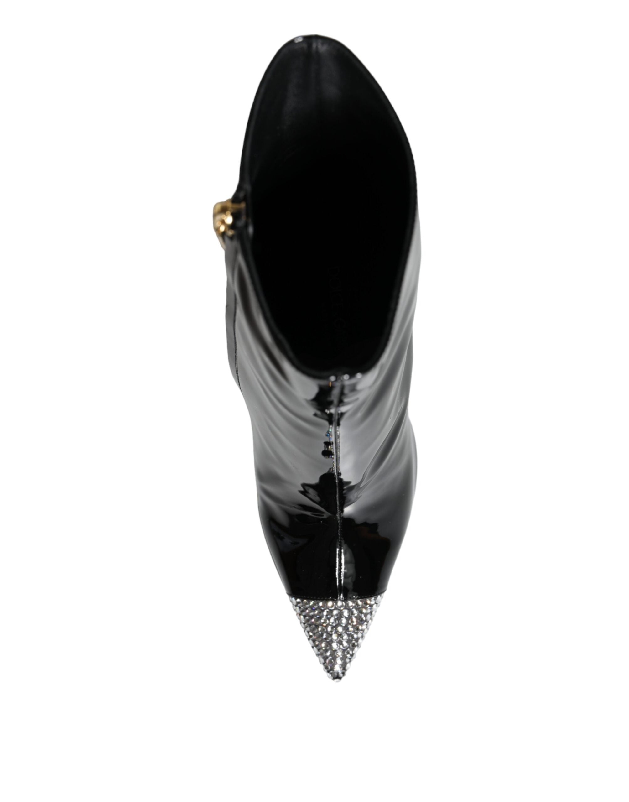 Dolce & Gabbana Black Patent Leather Crystal Heel Boots Shoes -   -  Dolce & Gabbana.