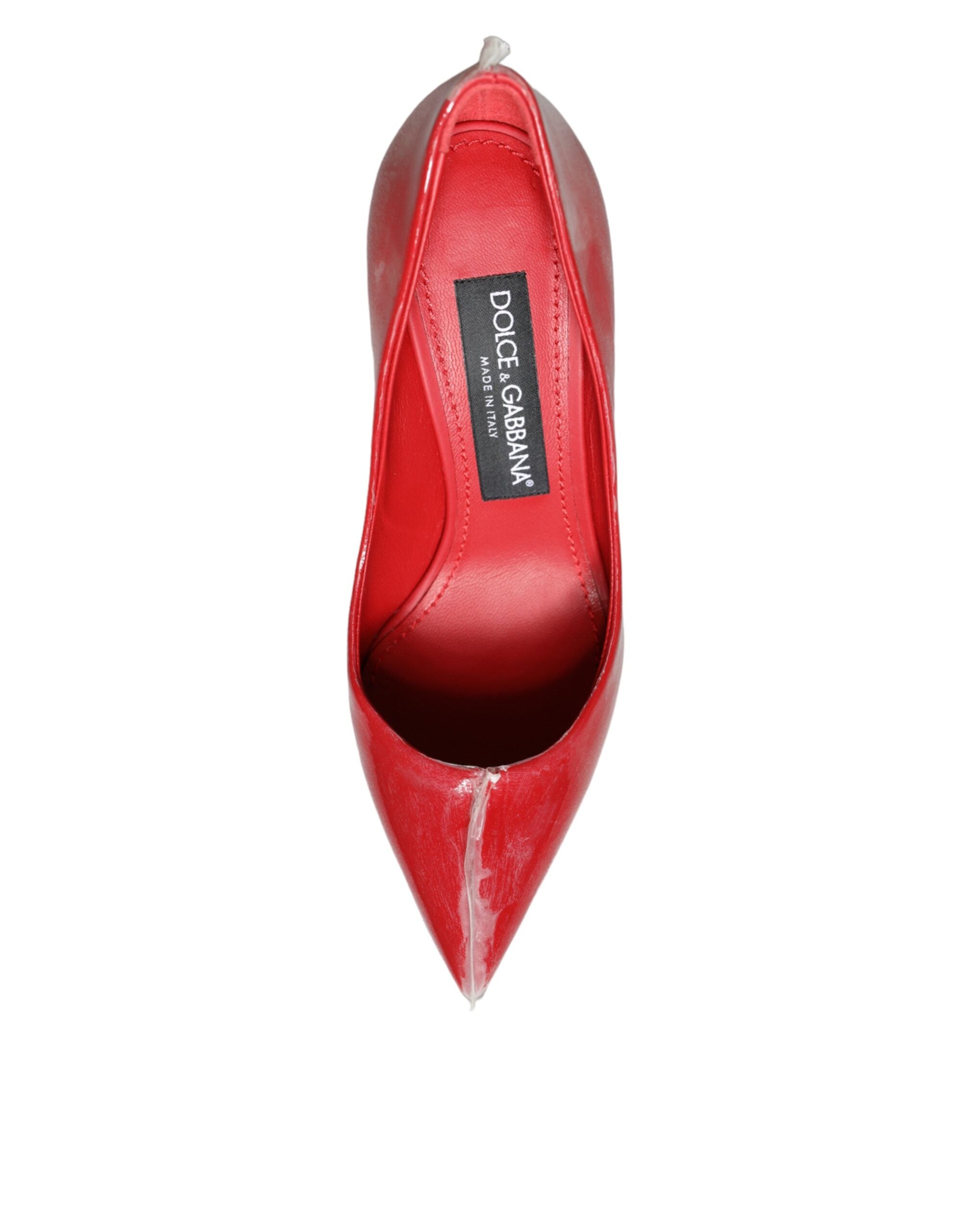Dolce & Gabbana Red Patent Leather Faux Pearl Heels Pumps Shoes -   -  Dolce & Gabbana.