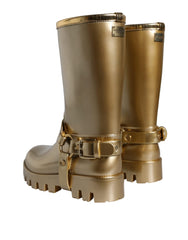 Dolce & Gabbana Metallic Gold Rubber PVC Rain Boots Shoes -   -  Dolce & Gabbana.